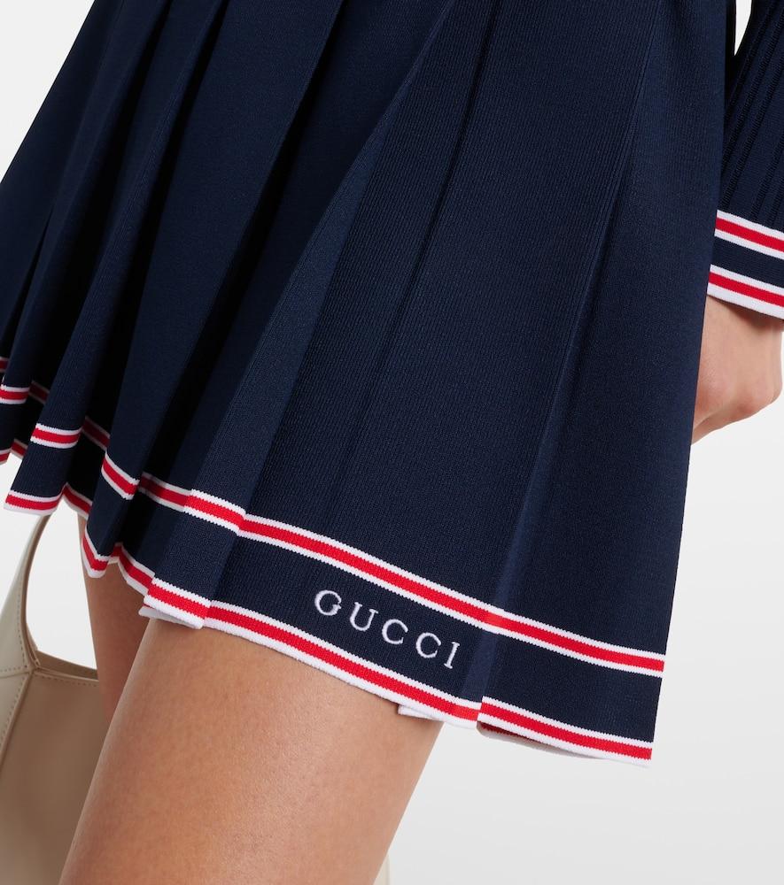 Gucci navy pleated skirt hotsell