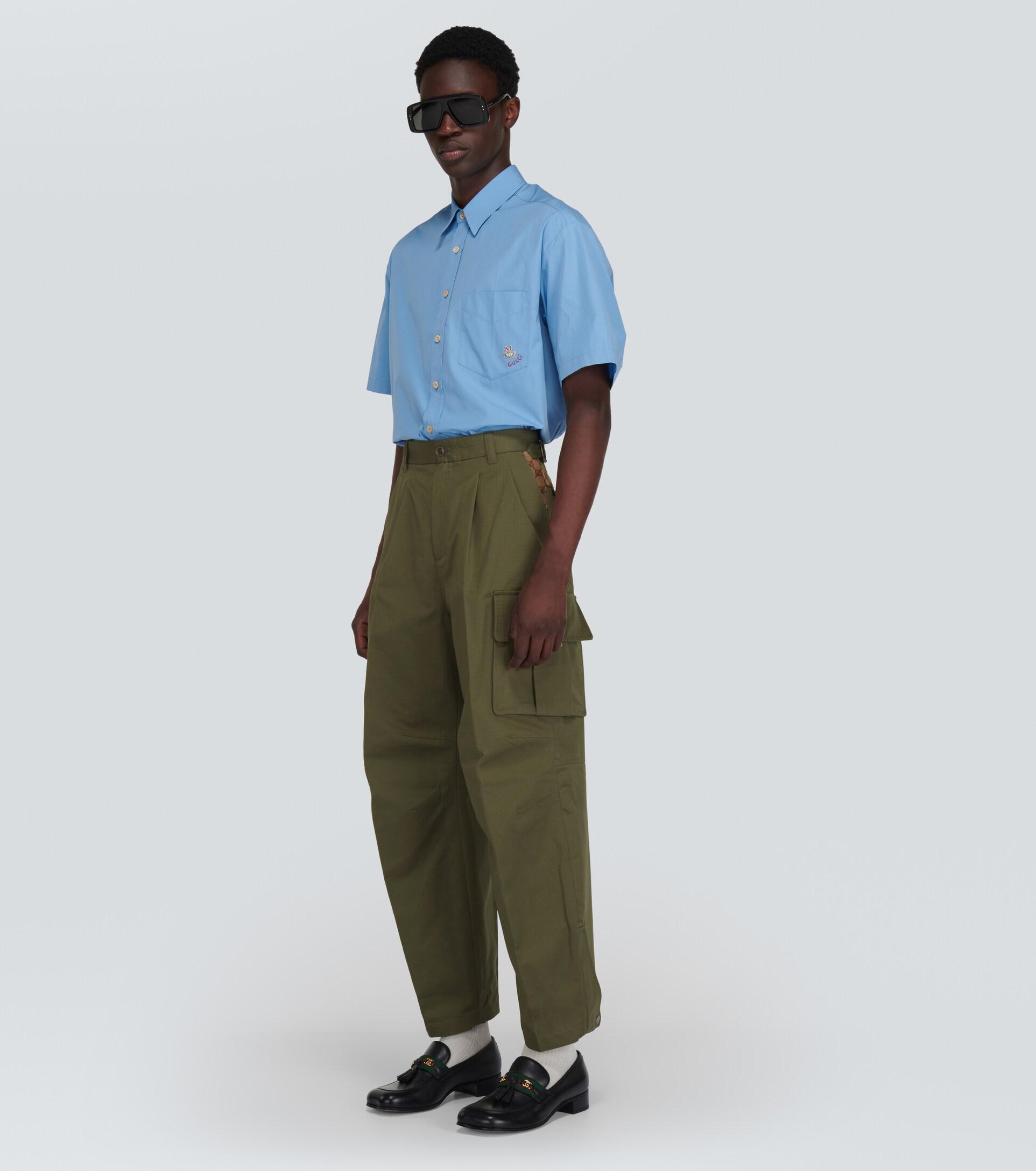 Gucci GG Canvas-trimmed Cotton Cargo Pants in Green for Men | Lyst