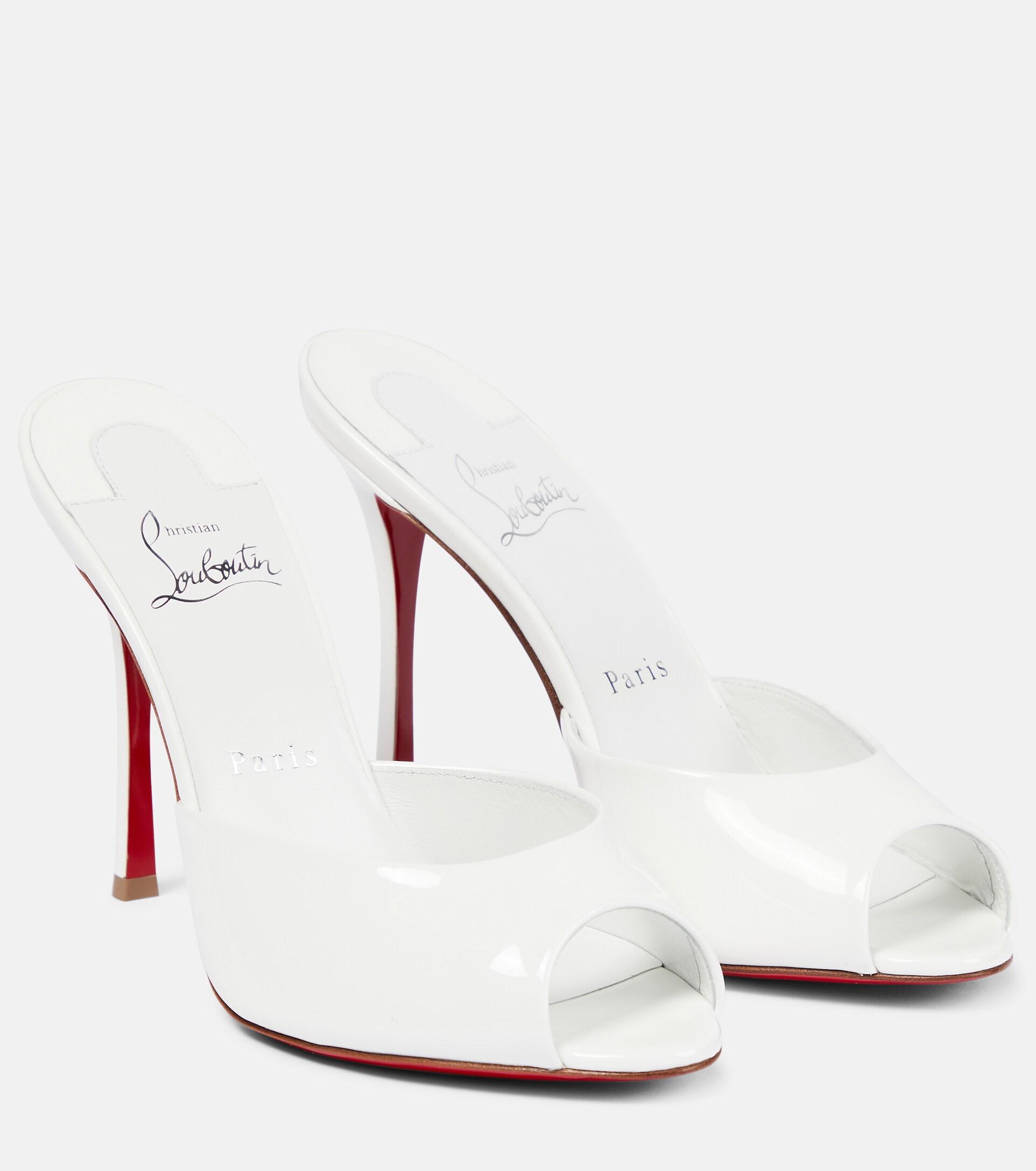 Christian Louboutin Bridal Me Dolly Patent Leather Mules in White | Lyst