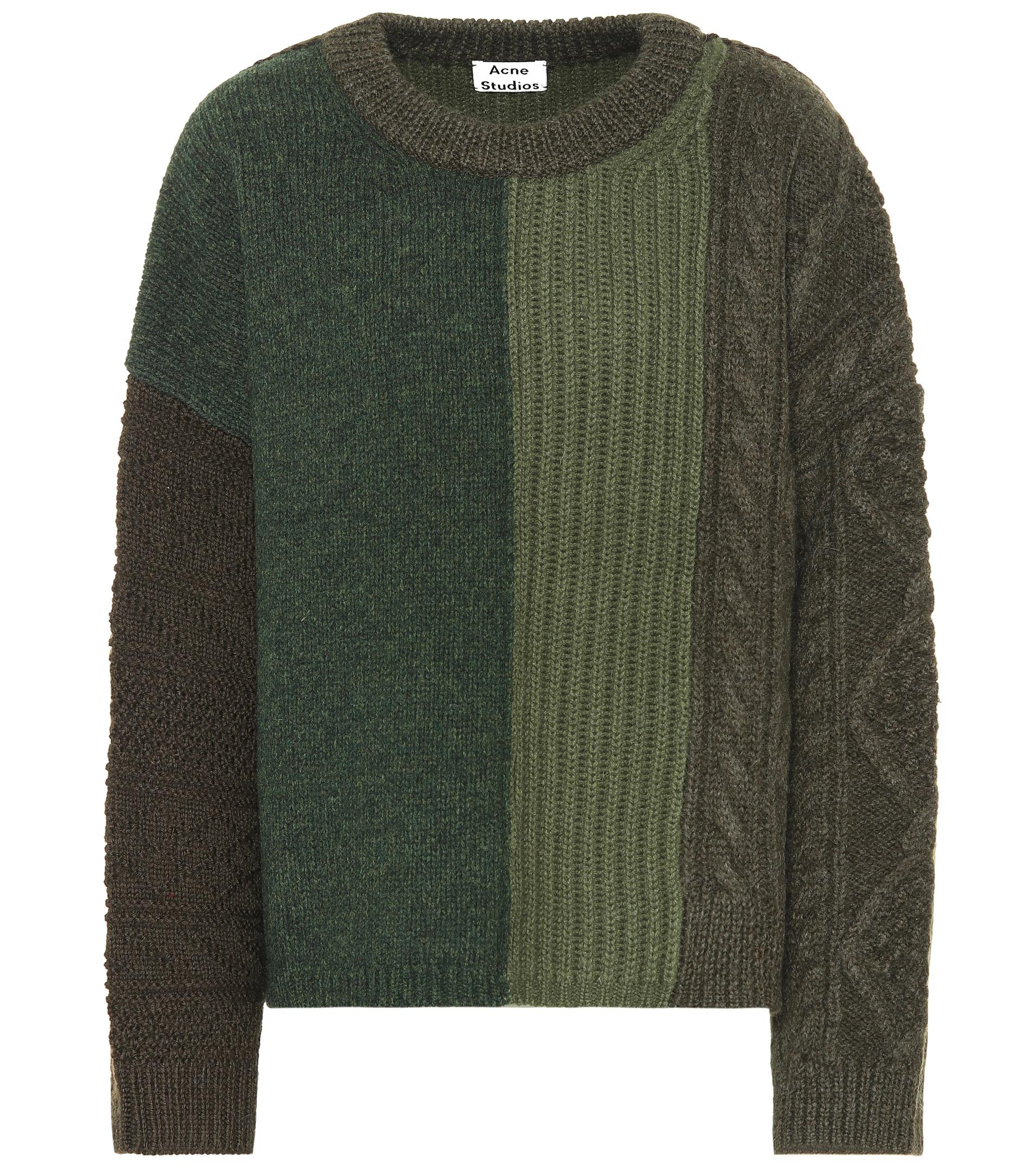 Acne Studios Patchwork Wool Sweater in Green - Lyst