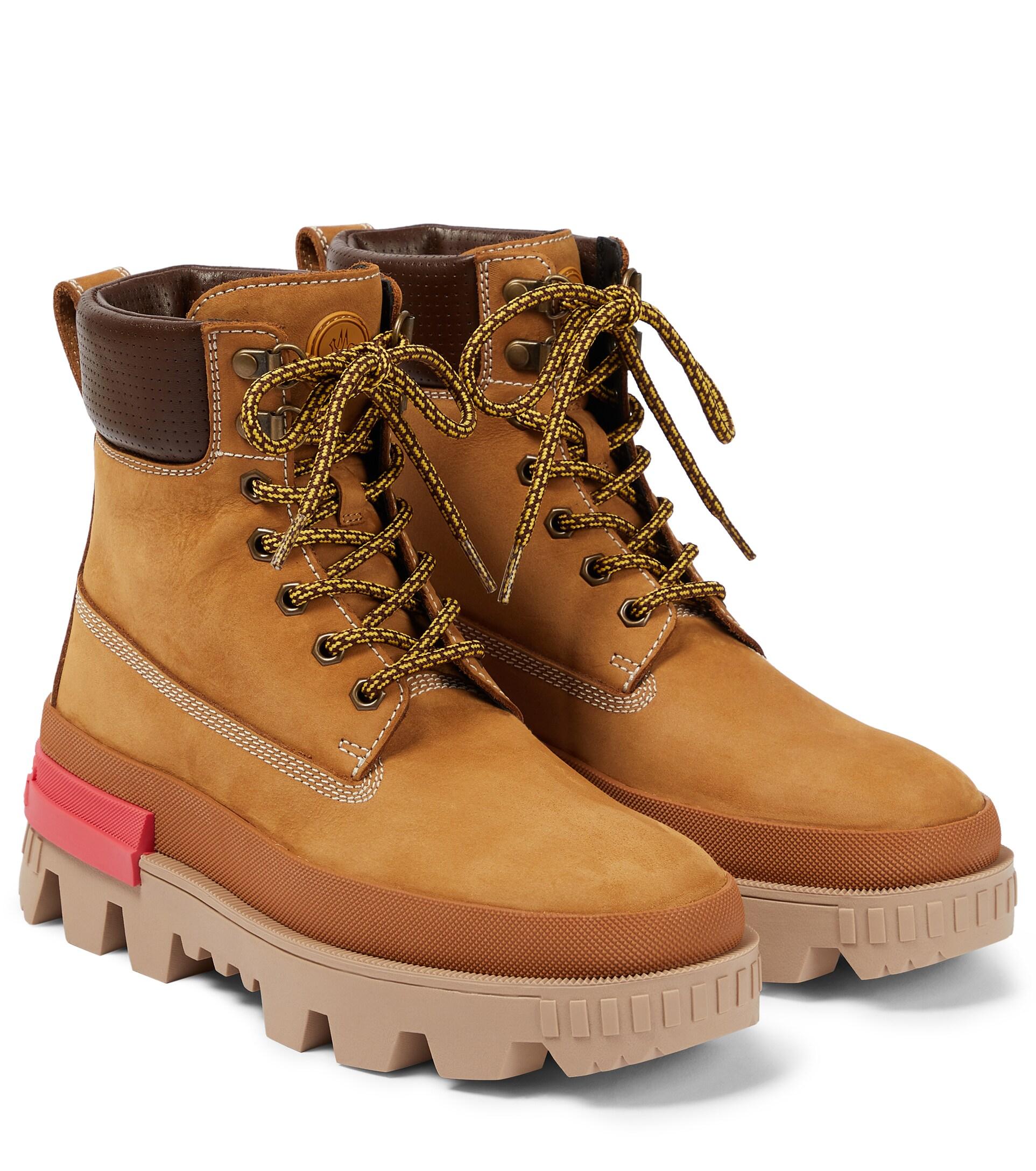 Moncler Mon Corp Suede Lace-up Boots in Brown | Lyst