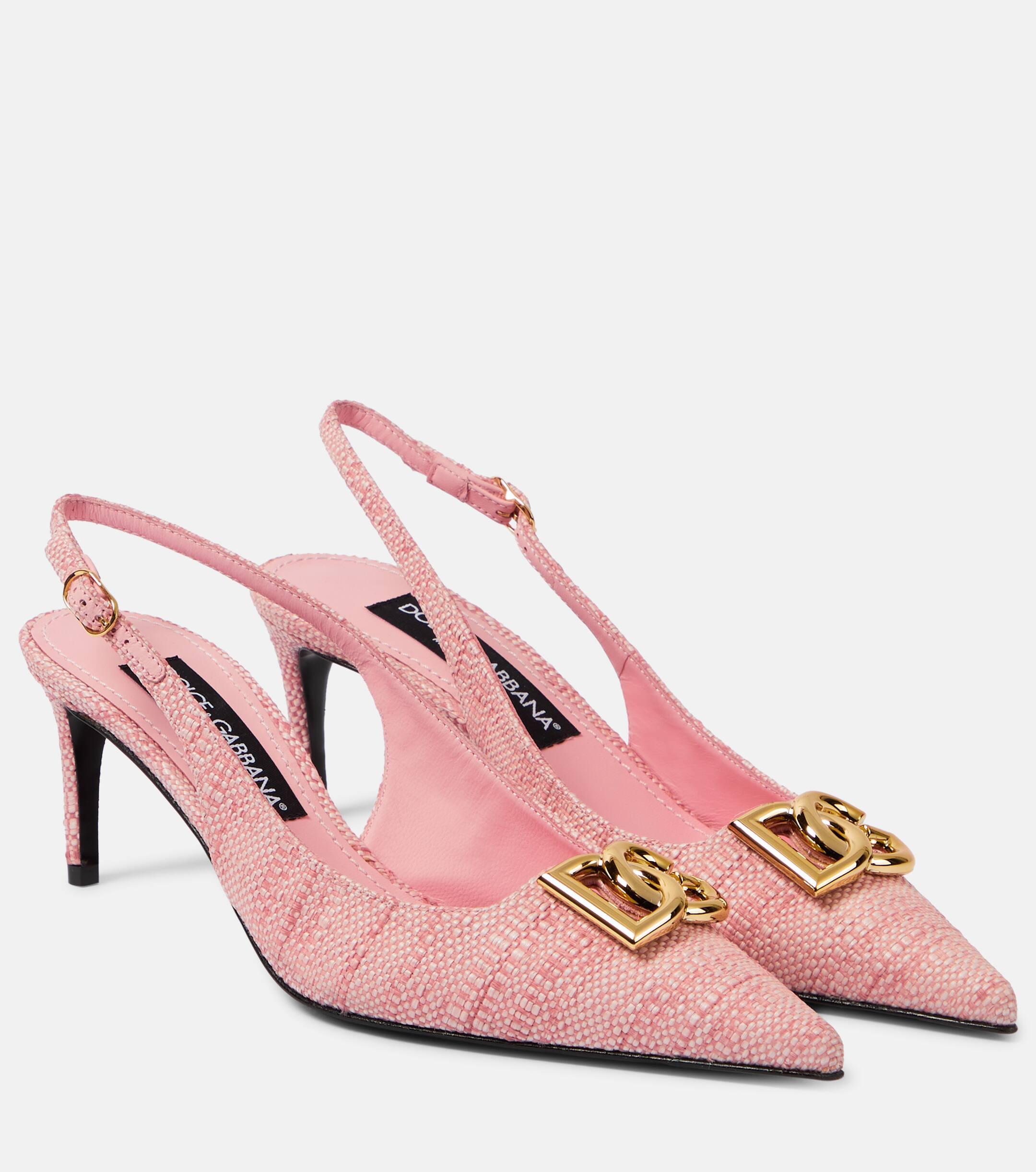Dolce Gabbana 65 Logo Slingback Pumps in Pink Lyst Canada