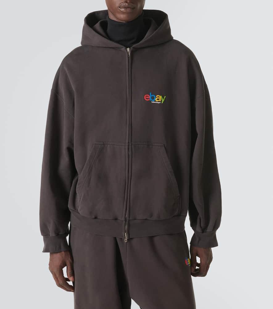 Balenciaga Printed Cotton Jersey Hoodie in Black for Men Lyst UK