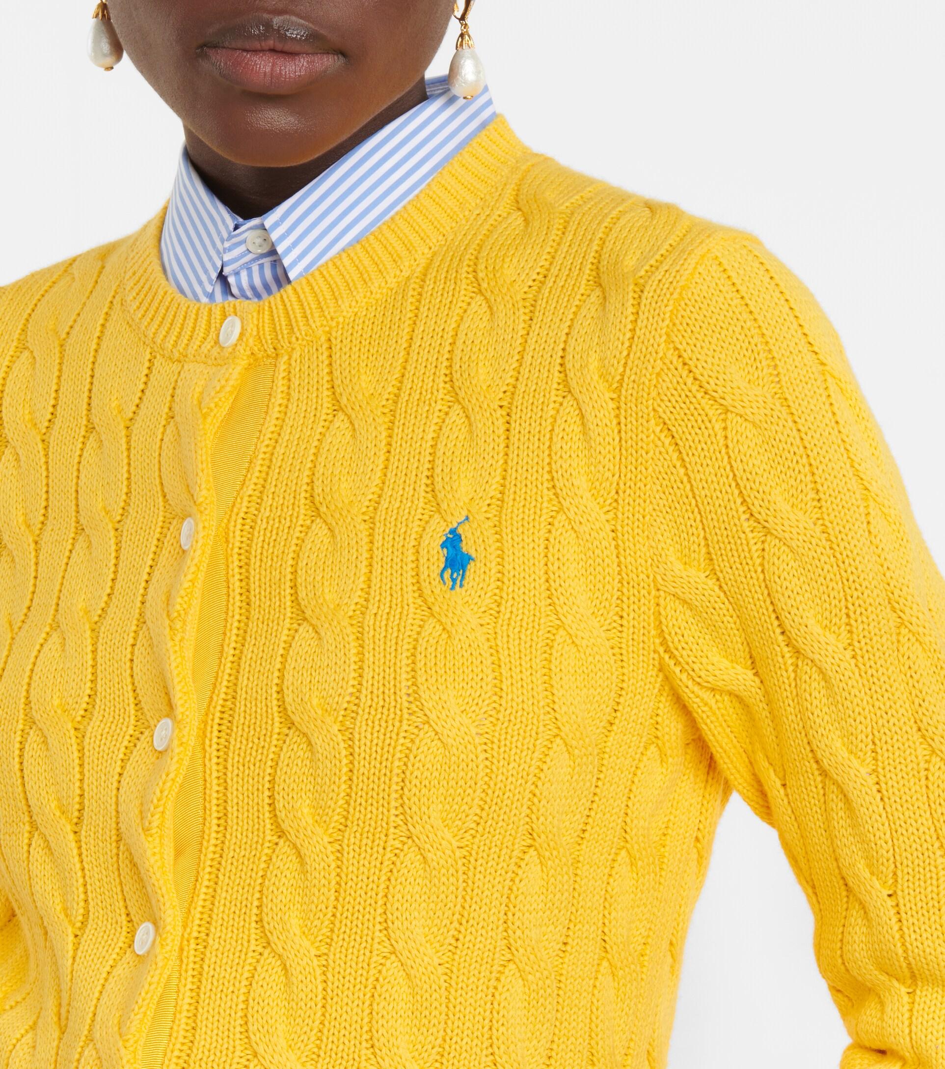 Polo Ralph Lauren Cable-knit Cotton Cardigan in Yellow | Lyst