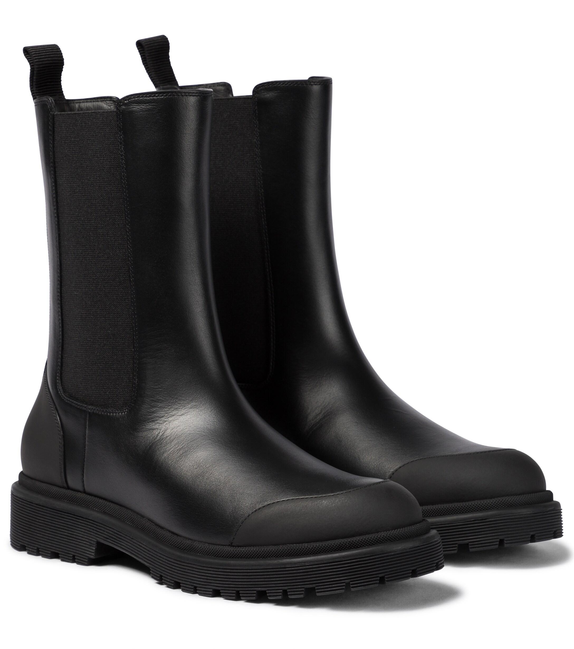 Attent Ontslag Vormen Moncler Patty Leather Chelsea Boots in Black | Lyst