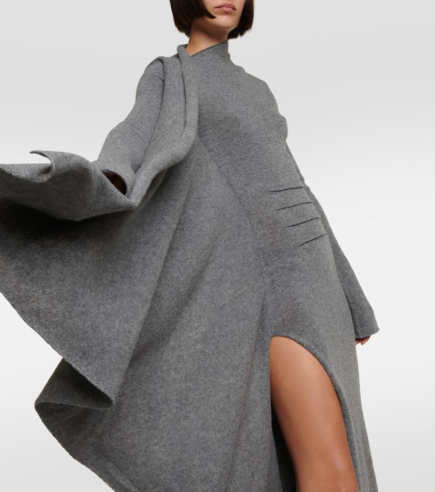 ann demeulemeester grey dress Ann Demeulemeester Zorka Draped Wool And Cashmere Maxi Dress in Gray