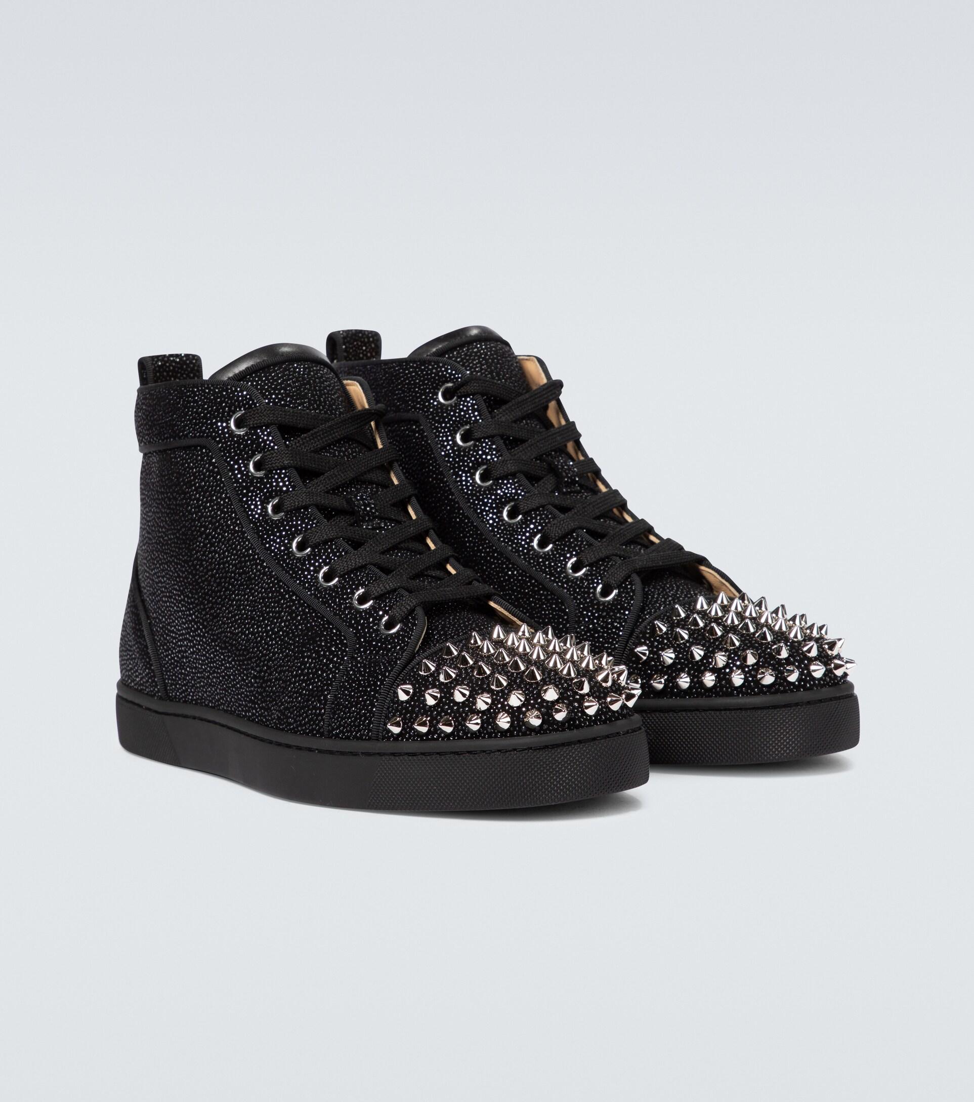 louboutin black spike sneakers