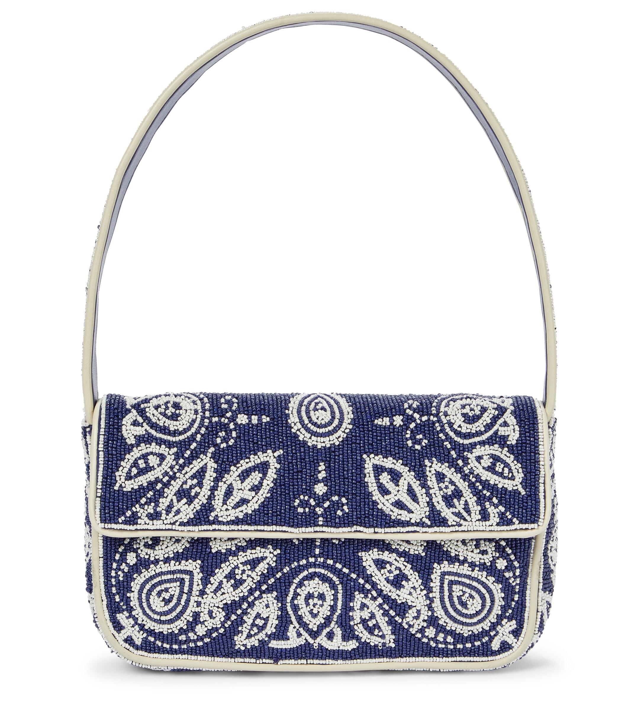 STAUD Tommy Beaded Shoulder Bag in Blue Lyst