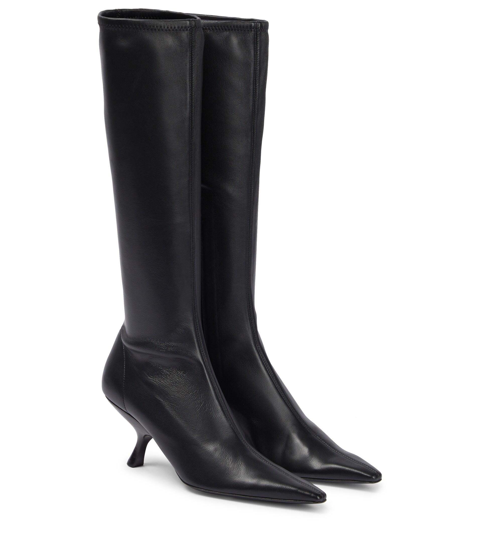 The Row Lady Knee-high Leather Boots in Black | Lyst