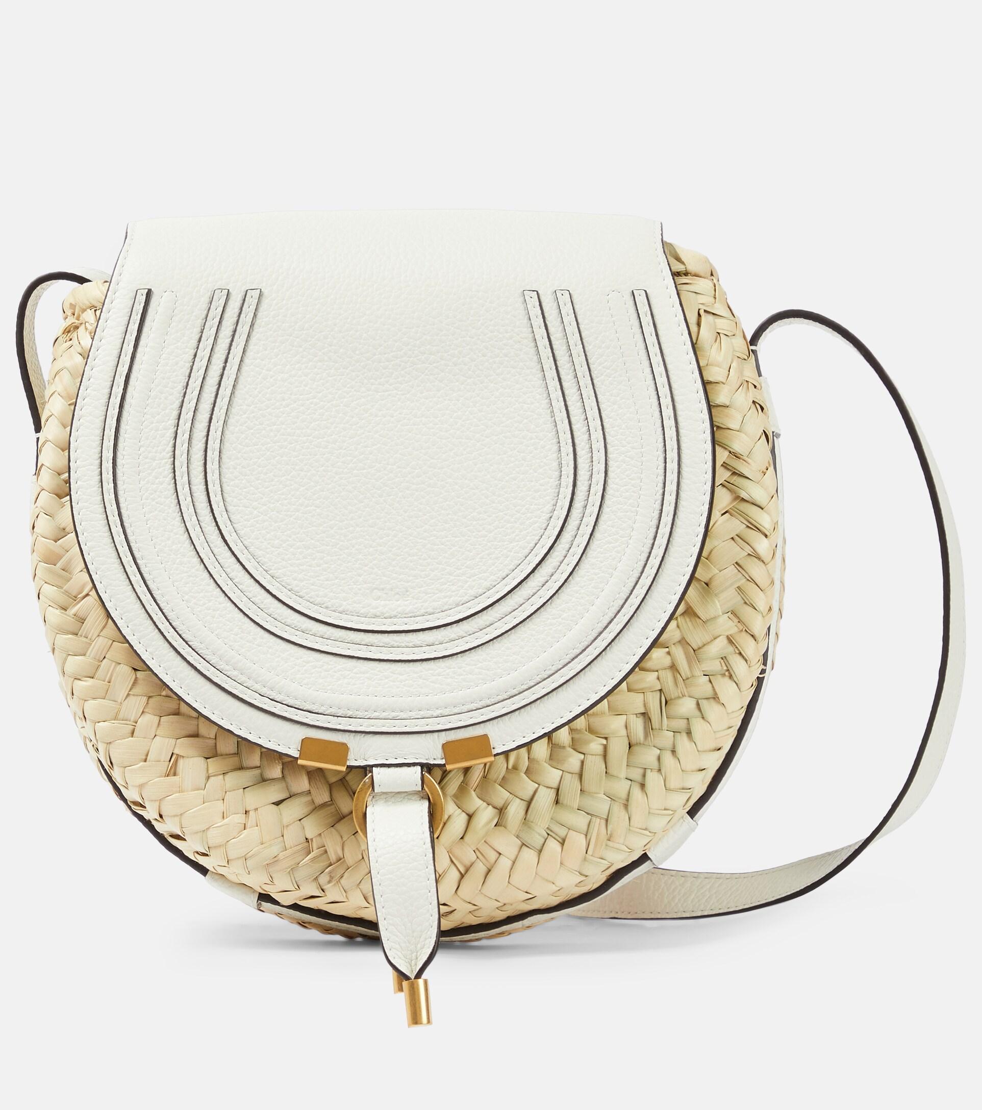 Chloé Marcie Small Raffia Crossbody Bag in Metallic | Lyst