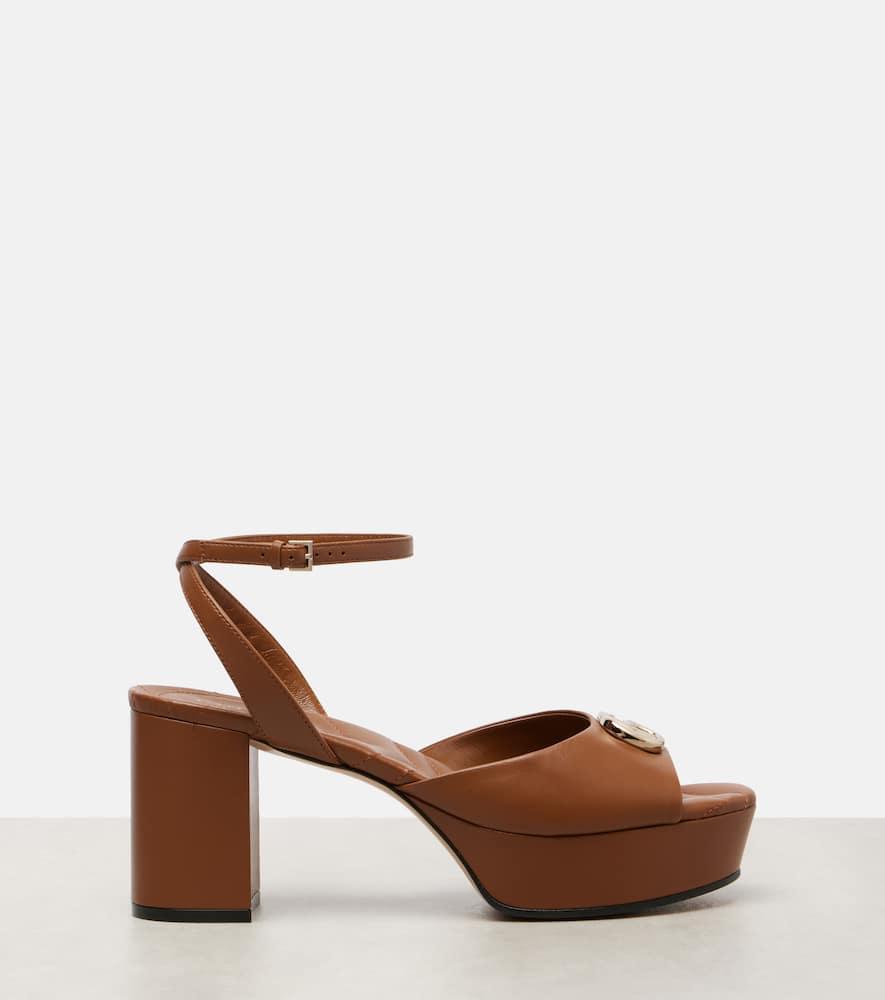 Gucci Platform Sandal With Double G, Leather in Brown | Lyst