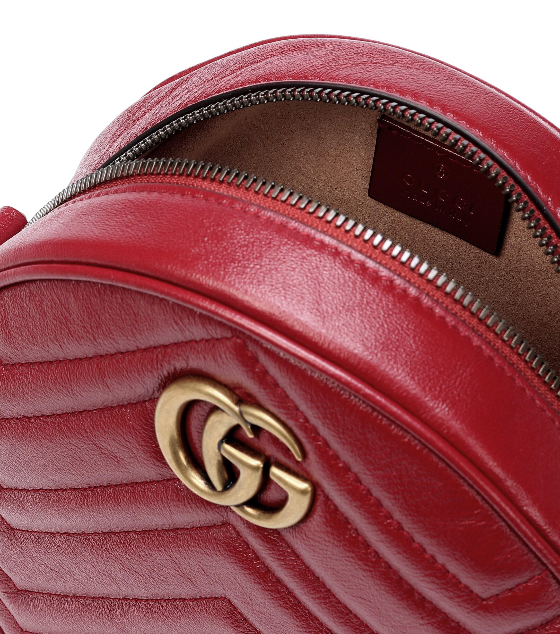 Gucci GG Marmont Mini Leather Crossbody Bag in Red - Lyst