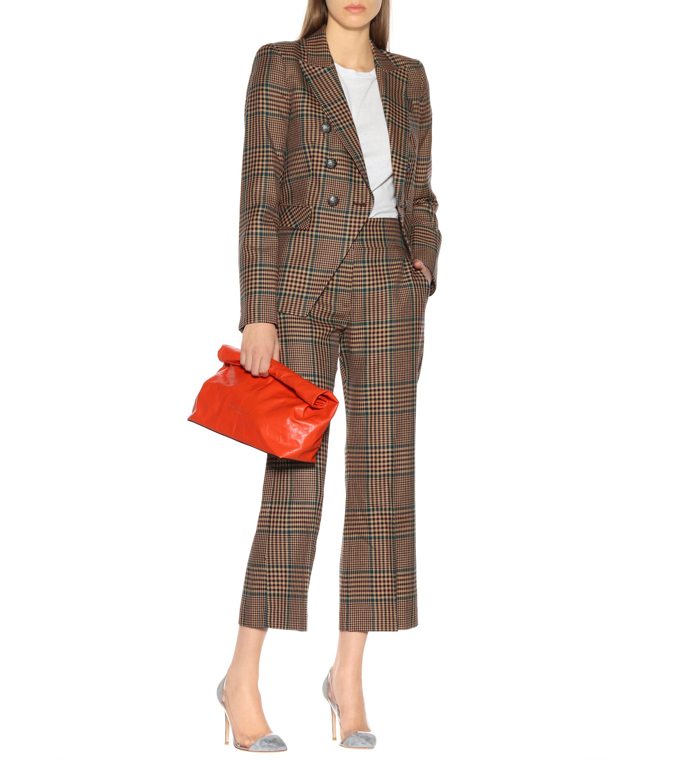 Veronica Beard Cormac Cropped Wool-blend Pants in Brown - Lyst