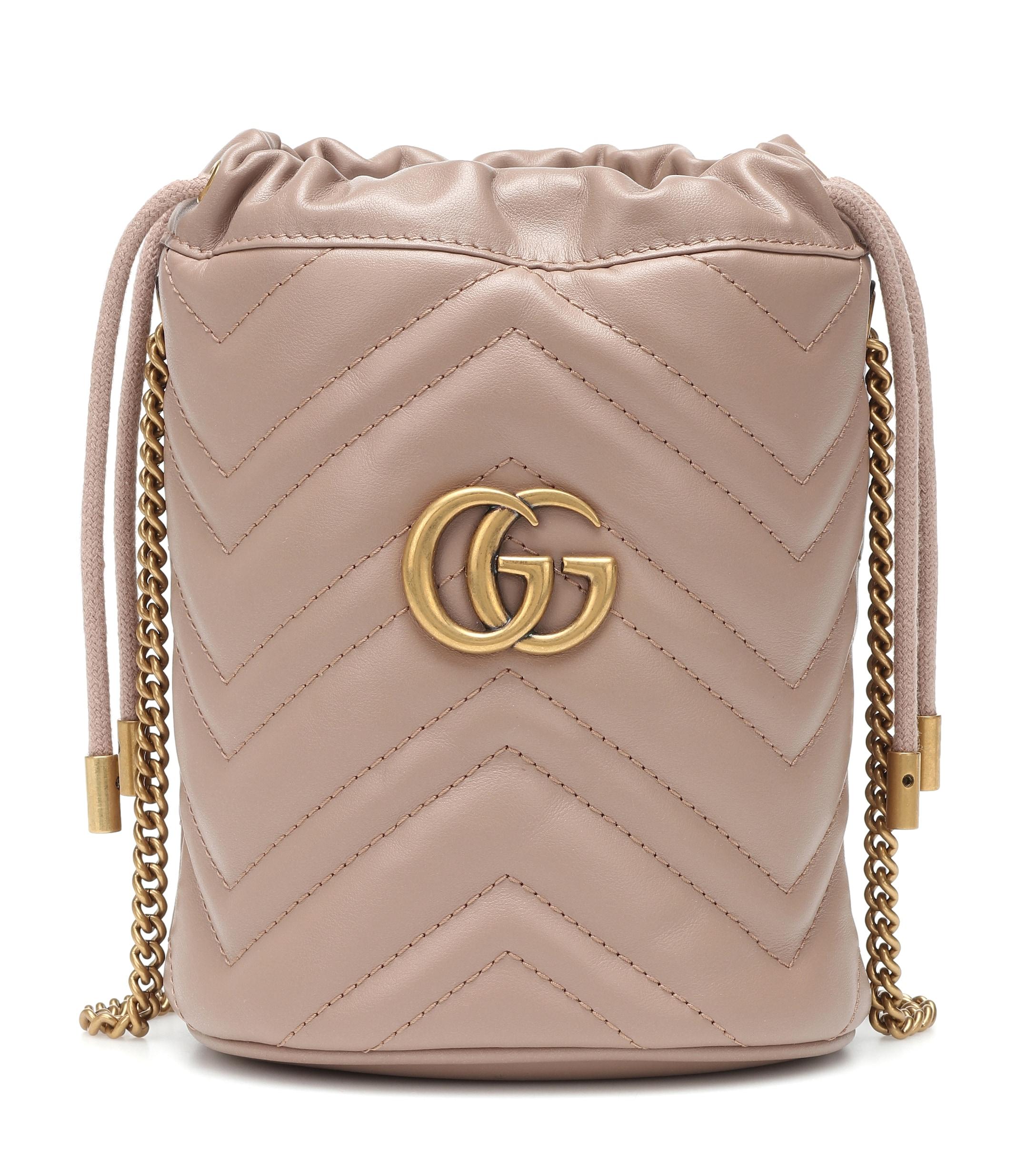 Gucci GG Marmont Leather Bucket Bag - Lyst