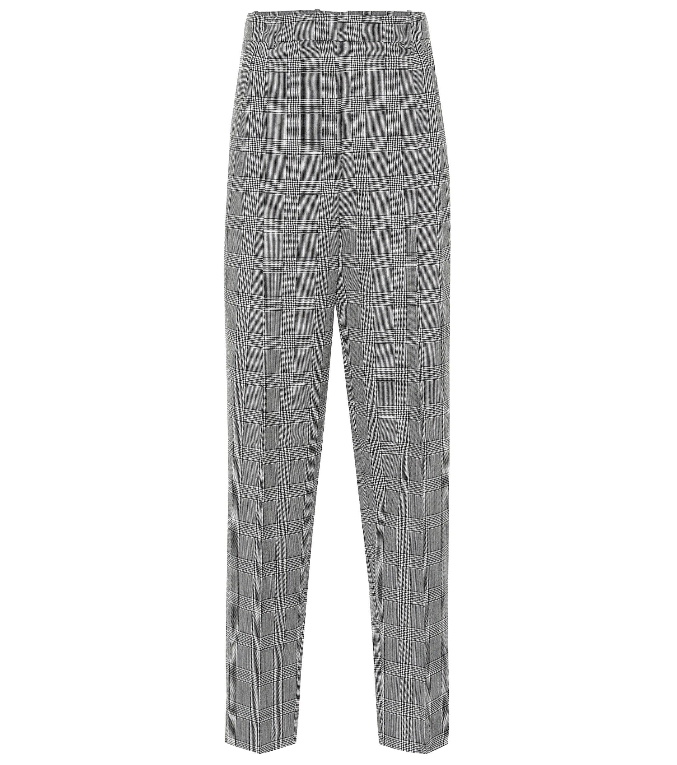 Givenchy Plaid High-rise Straight Wool Pants in Black - Lyst
