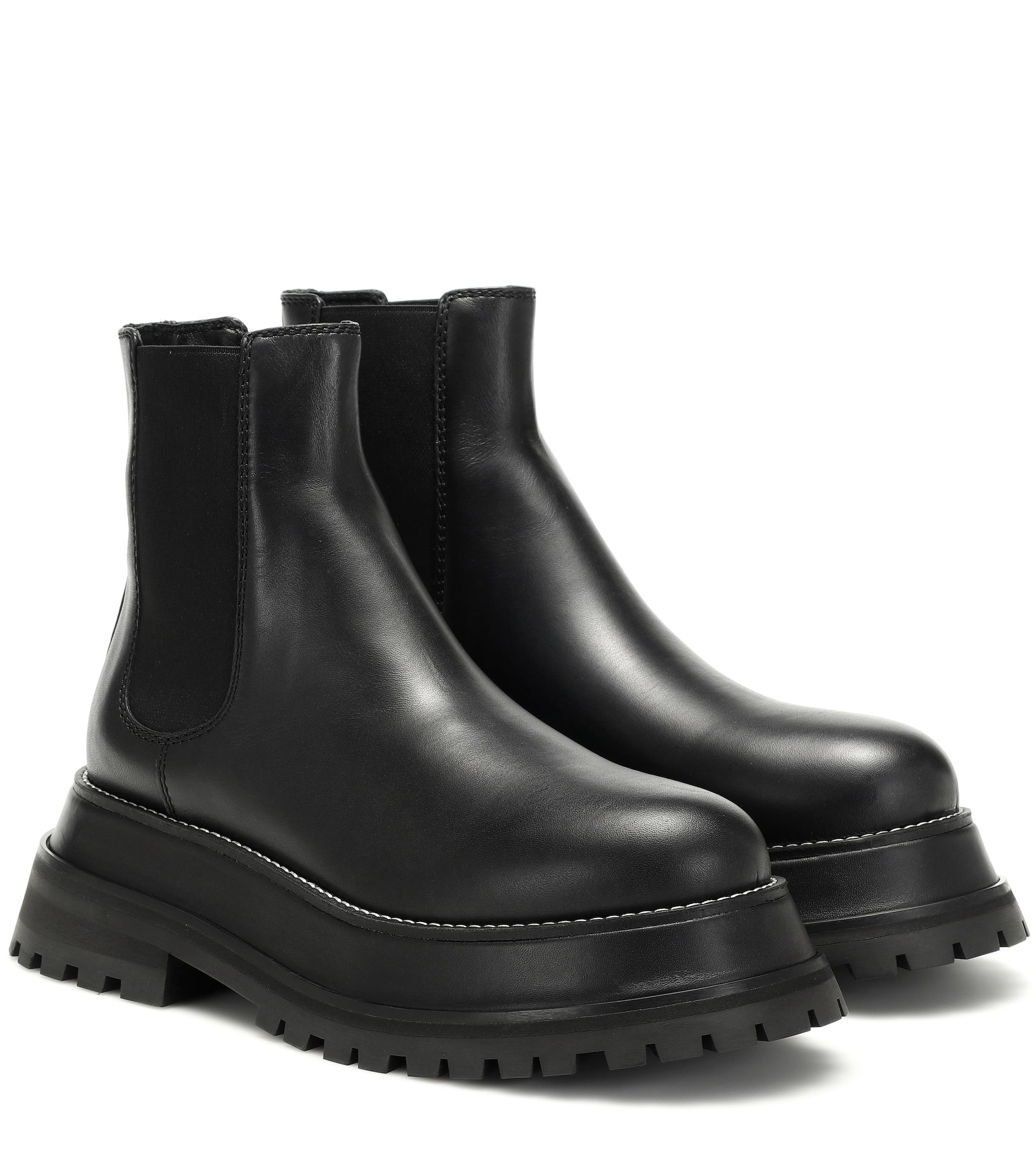 Burberry Leather Ankle Boots in Black - Lyst