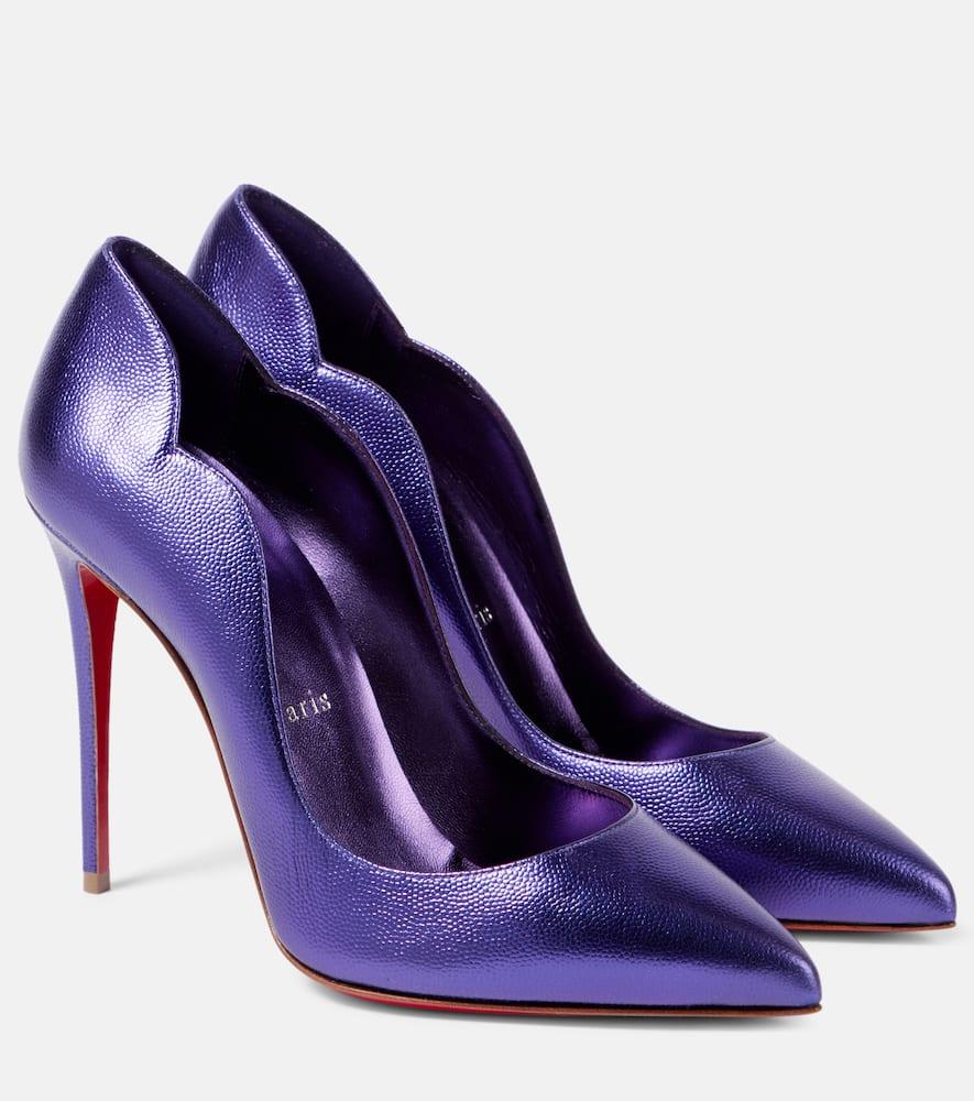Purple leather pumps hot sale