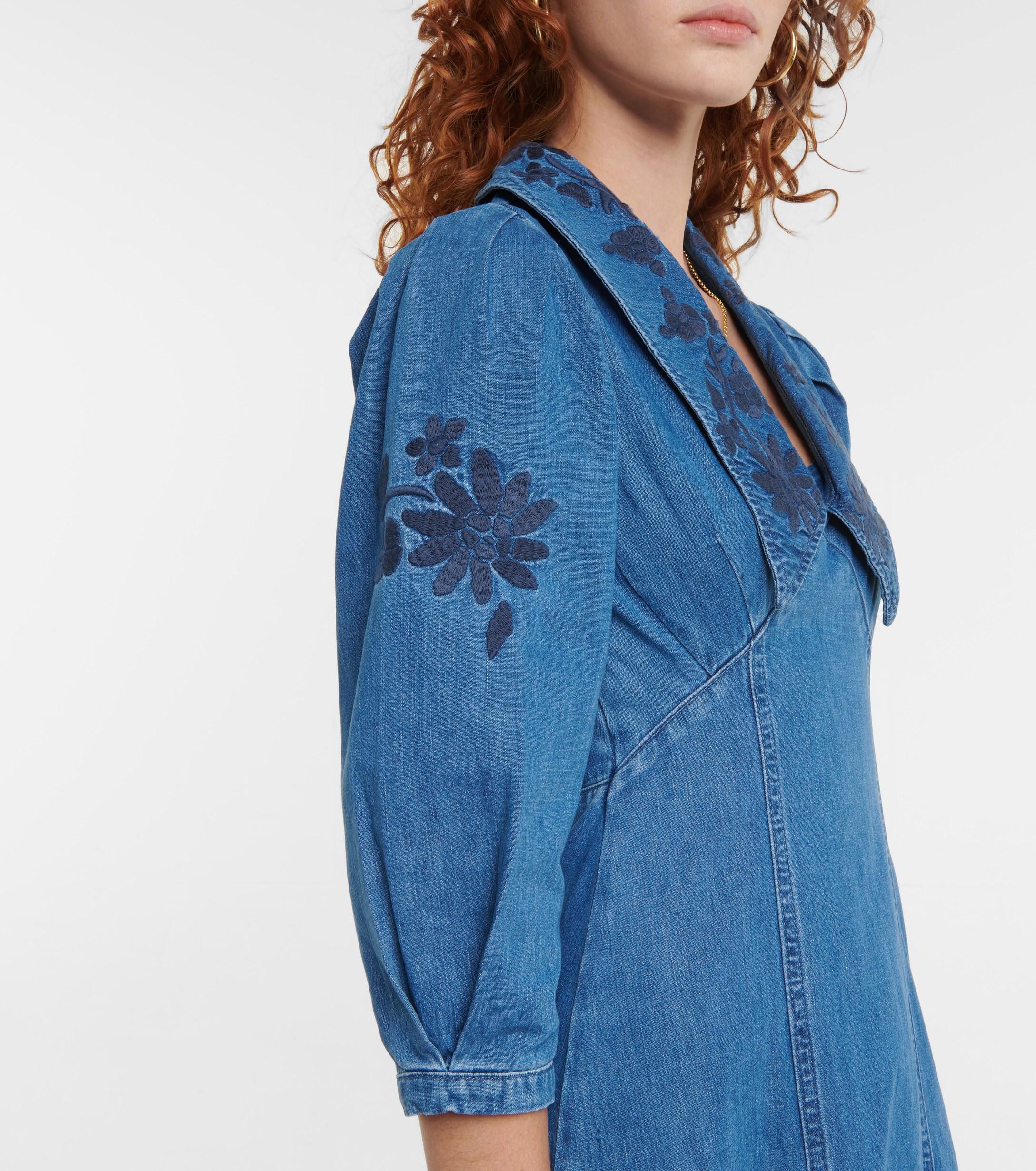 RIXO London Malia Denim Midi Dress in Blue | Lyst UK