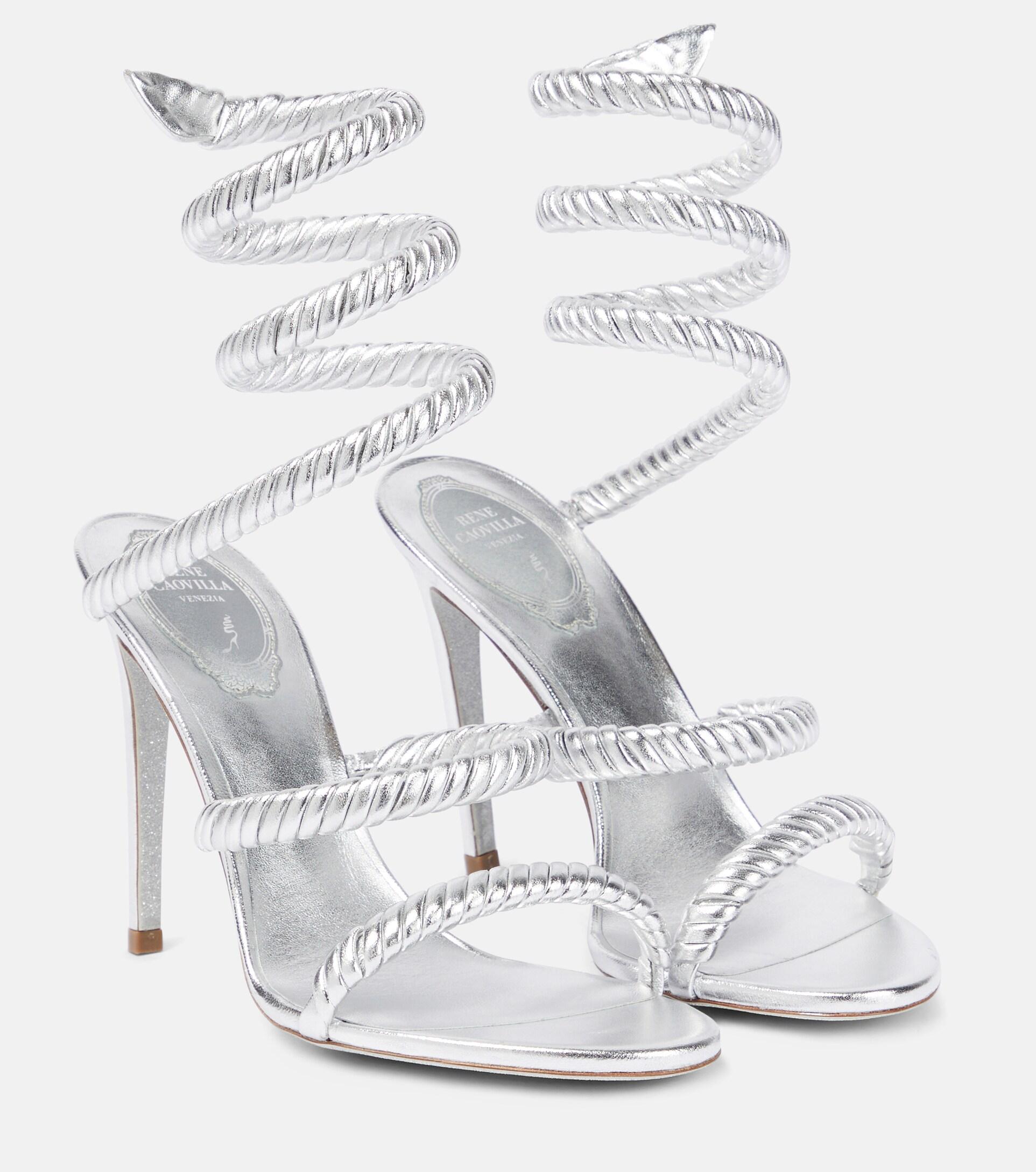 Rene Caovilla Cleo Wrap Leather Sandals in White | Lyst