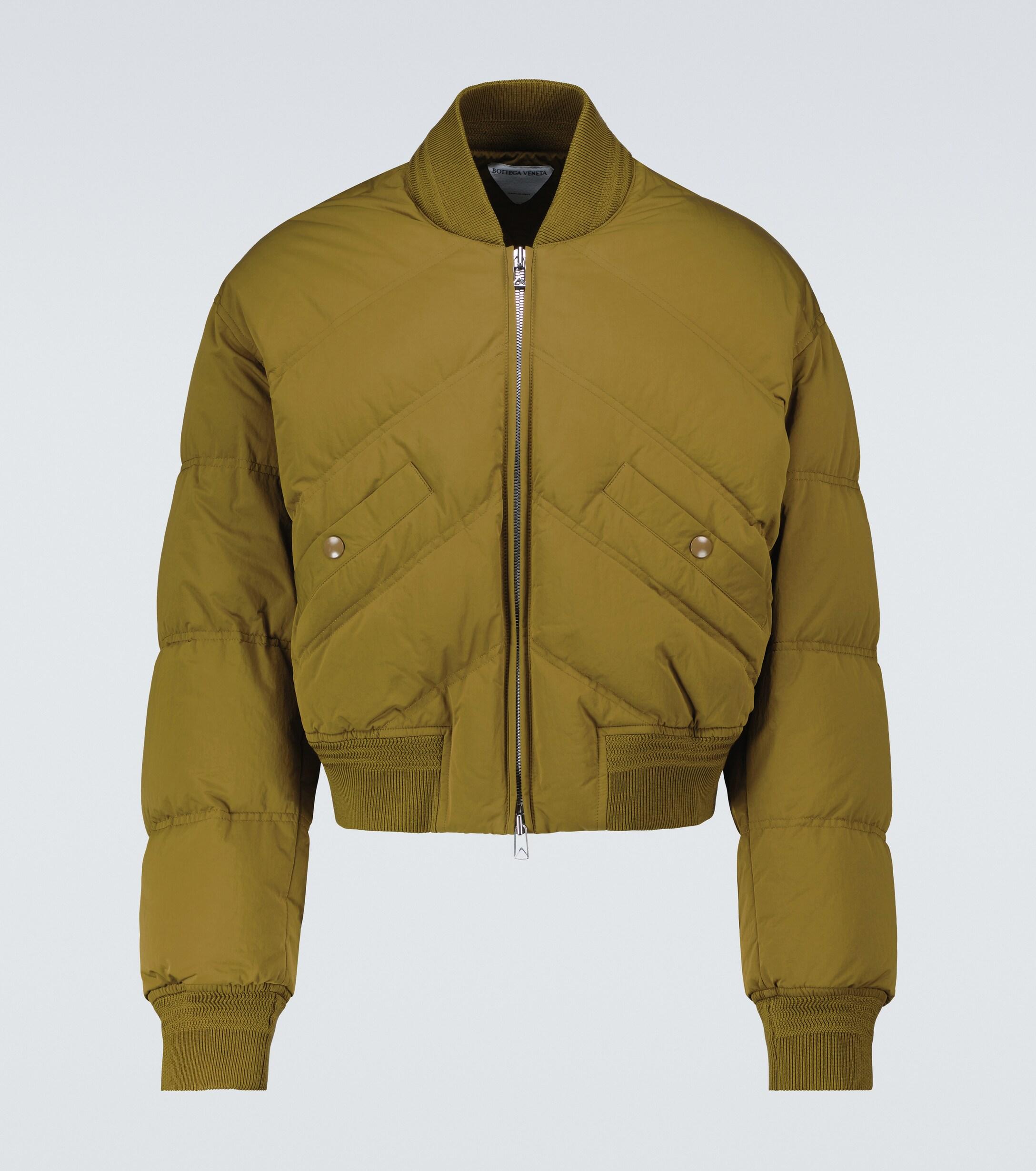 Bottega Veneta Cropped Padded Bomber Jacket in Green for Men | Lyst UK