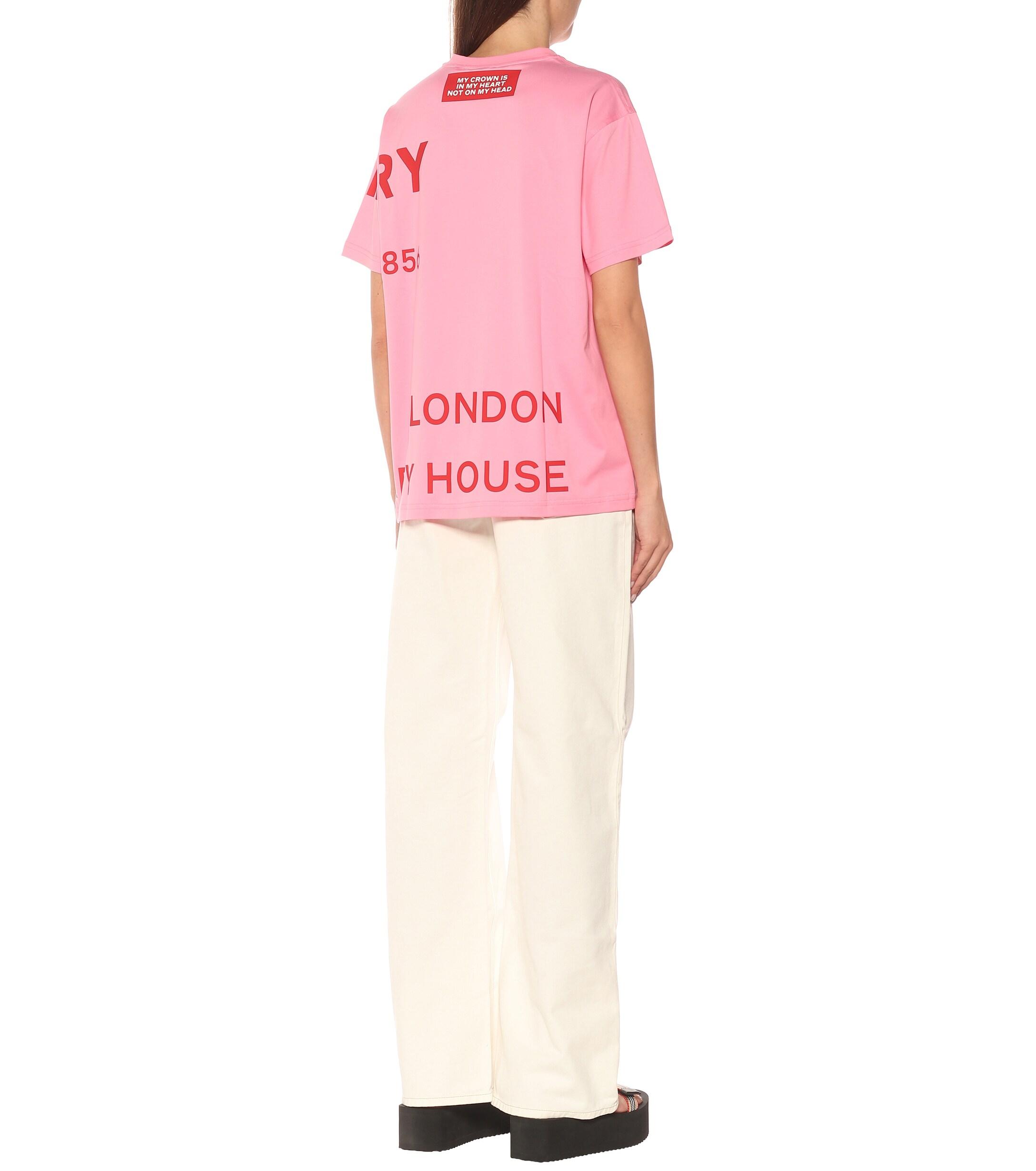 Burberry Logo Cotton Jersey Tshirt in Pink Lyst