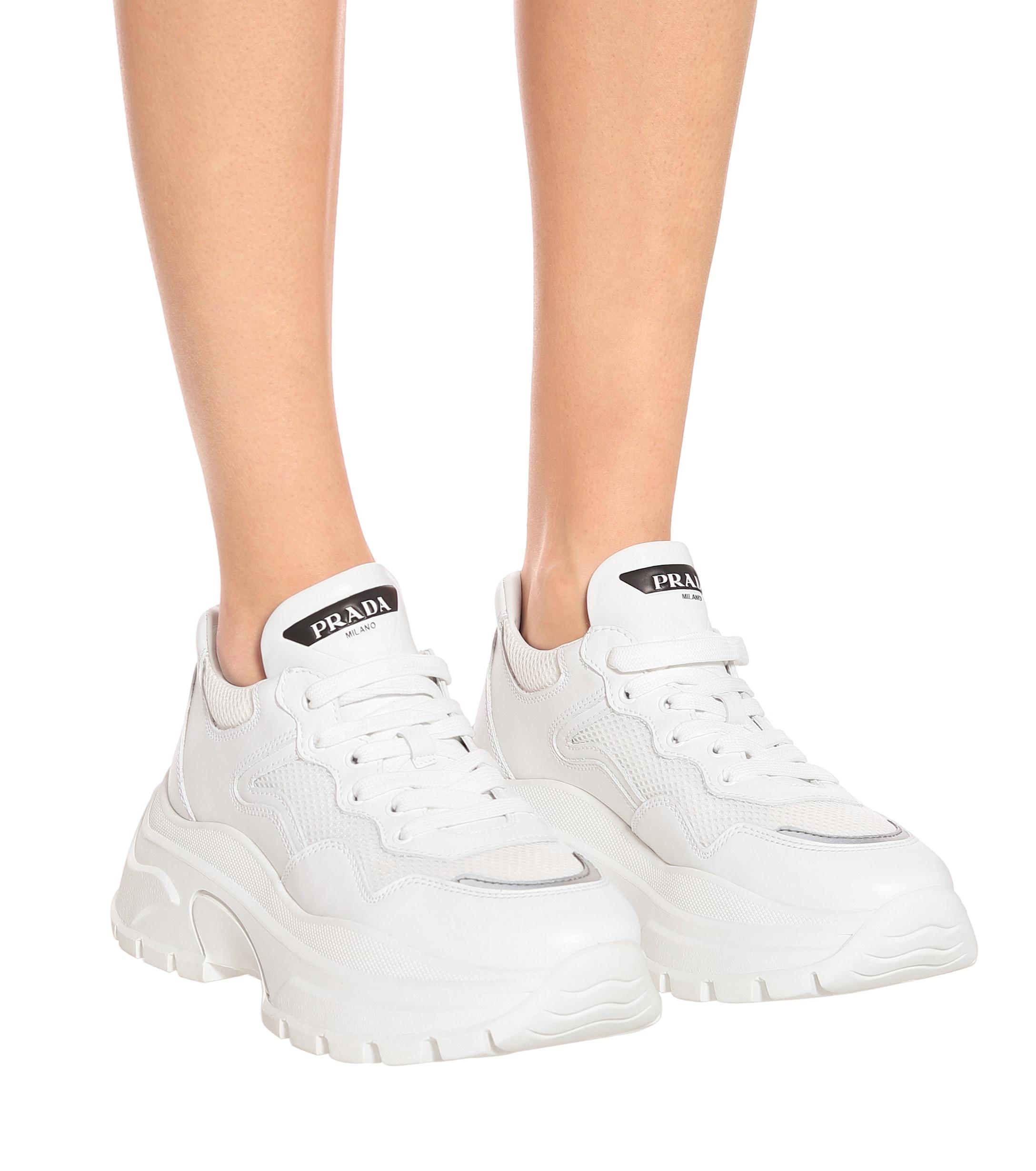 Prada Centaurus Leather Sneakers in White | Lyst