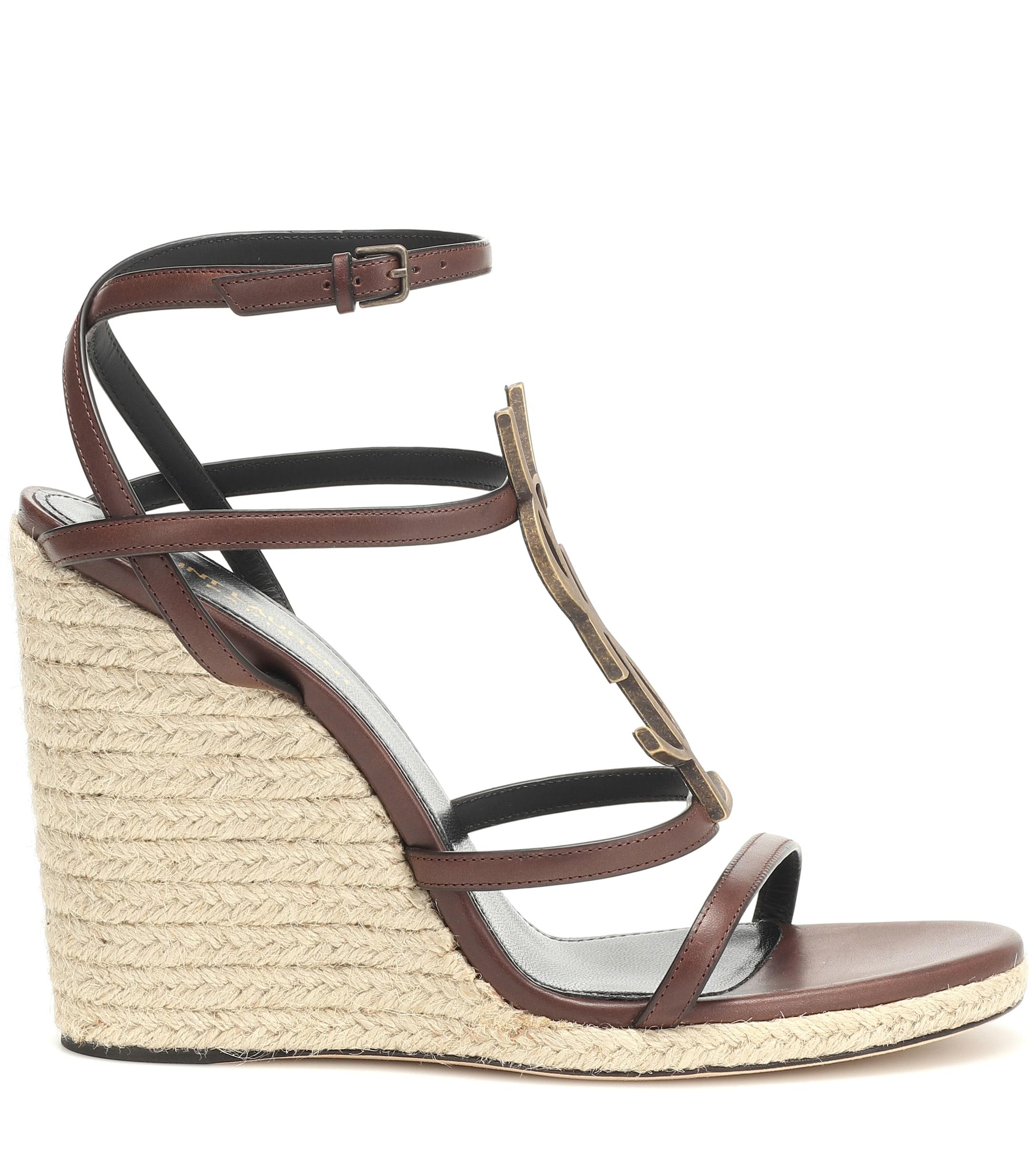 Saint Laurent Cassandra 115 Espadrille Wedges in Brown - Lyst