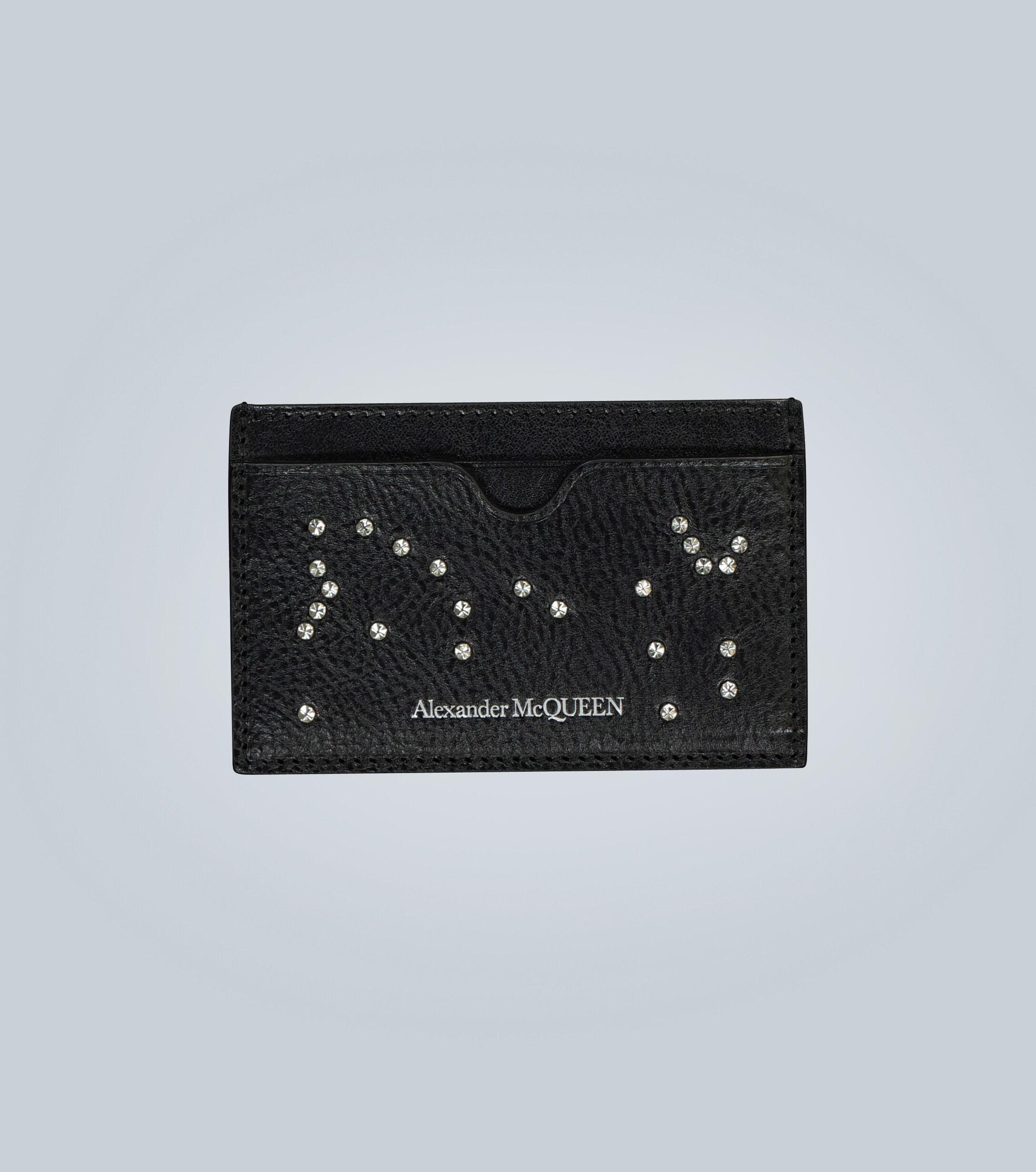 Alexander McQueen Studded Skull Leather Card Holder in Black for 