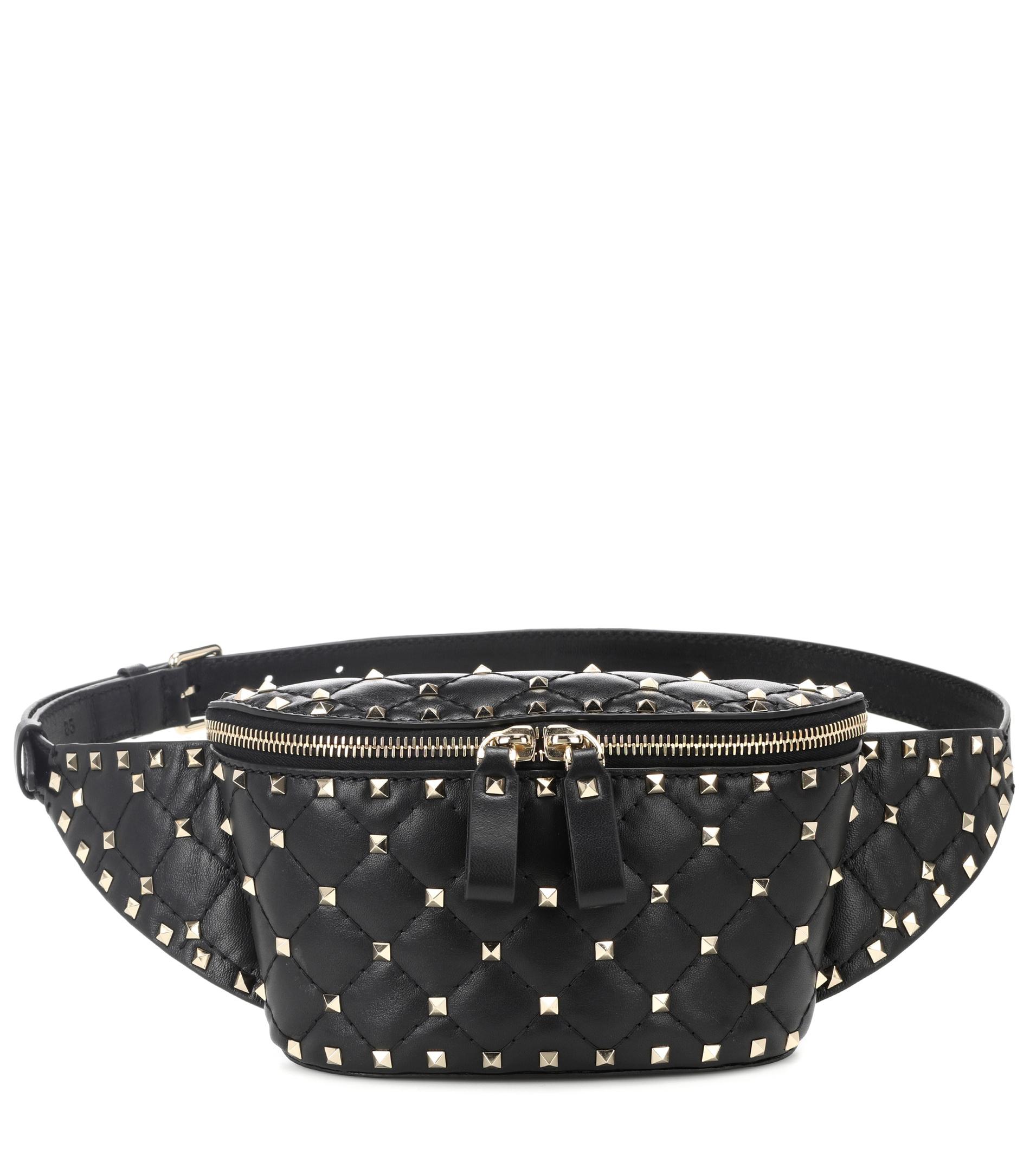 Valentino Rockstud Spike Leather Belt Bag in Black - Lyst