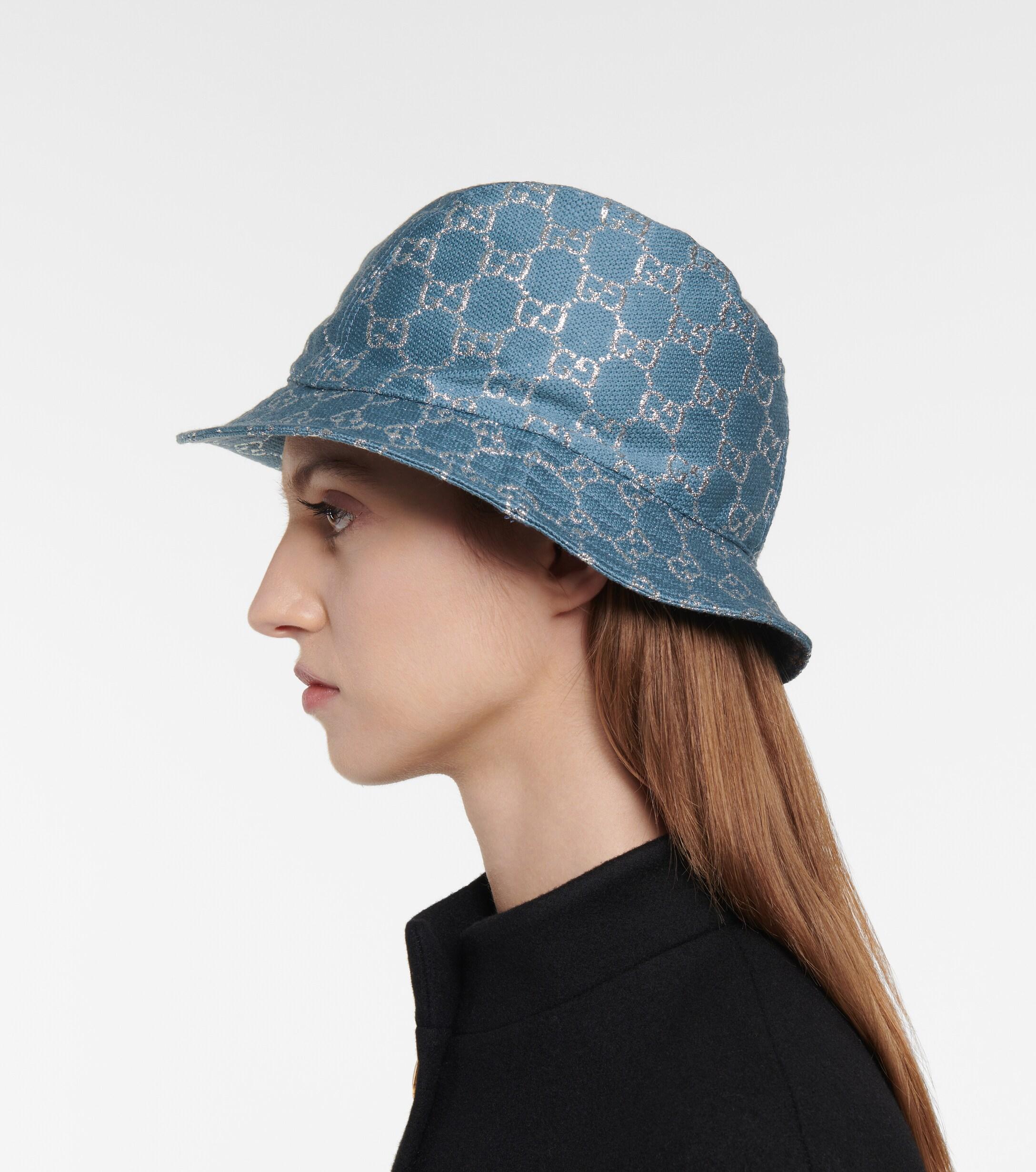 Gucci GG Lamé Bucket Hat in Turquoise 