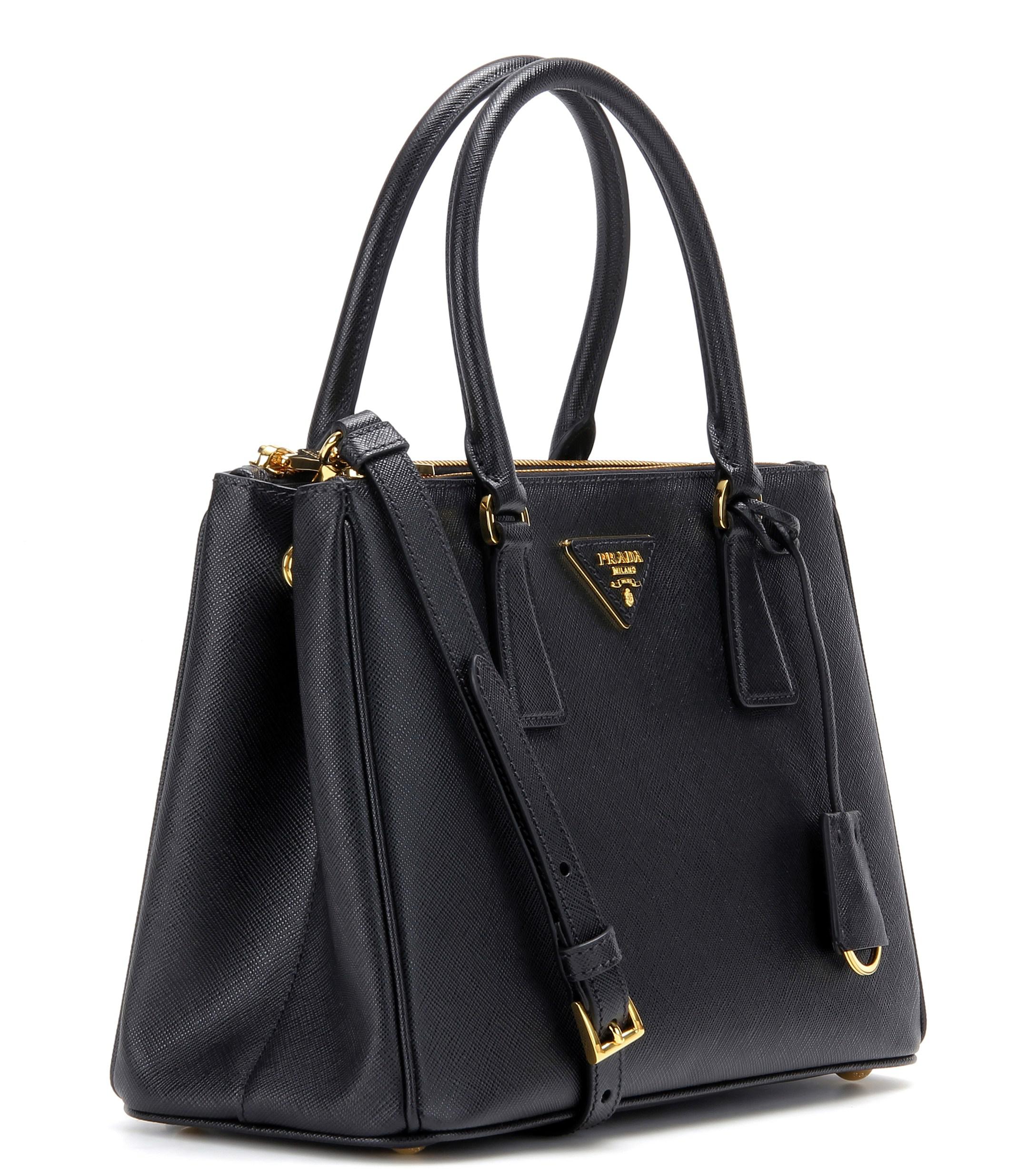 Prada Galleria Saffiano Small Leather Shoulder Bag in Black - Lyst
