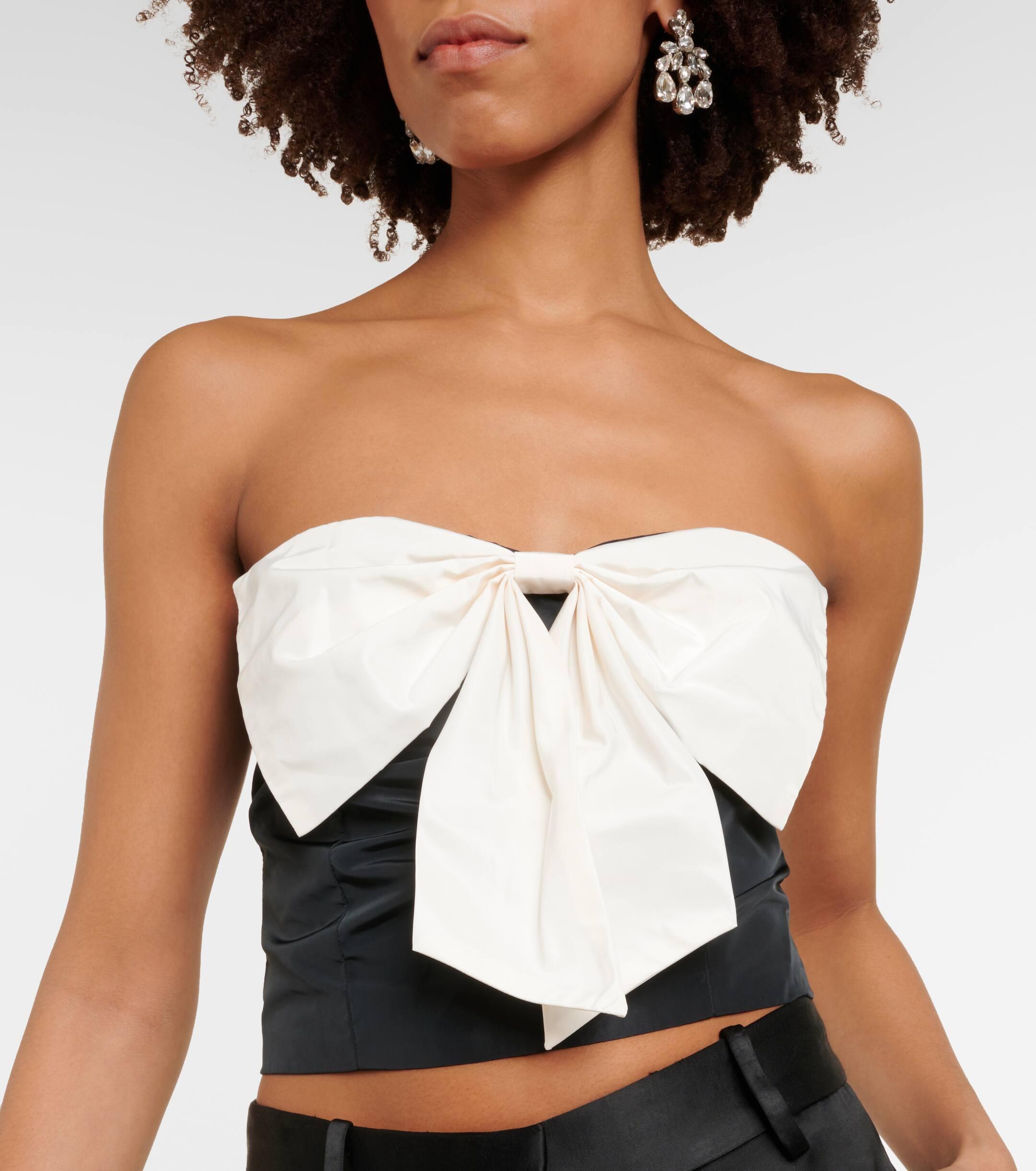 STAUD Atticus Bow detail Strapless Top in Black Lyst UK
