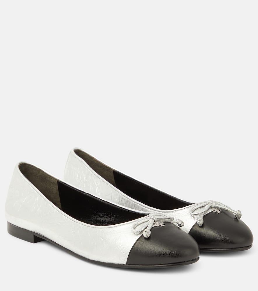 Tory Burch Cap toe Leather Ballet Flats in Metallic Lyst