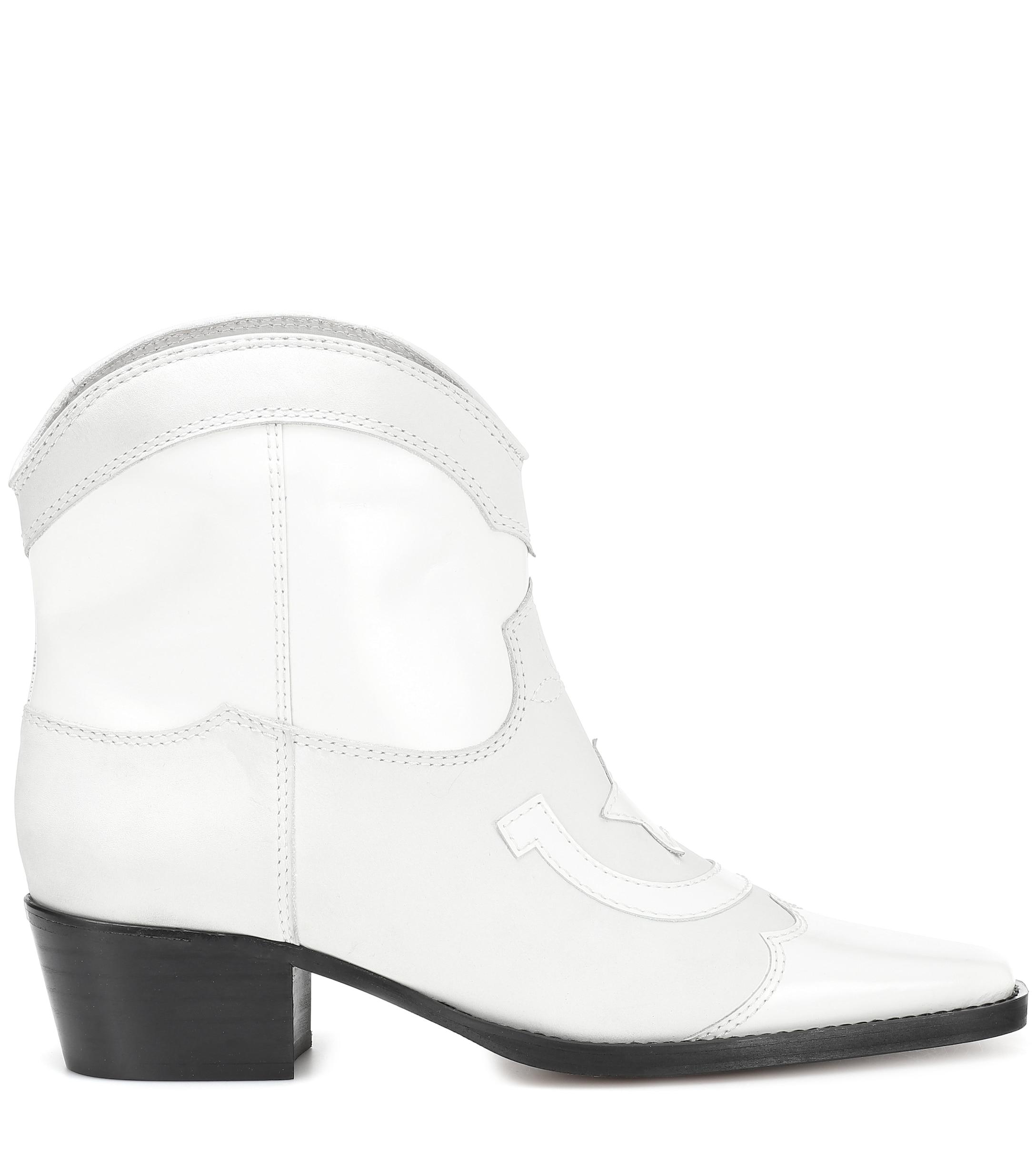 ganni white cowboy boots