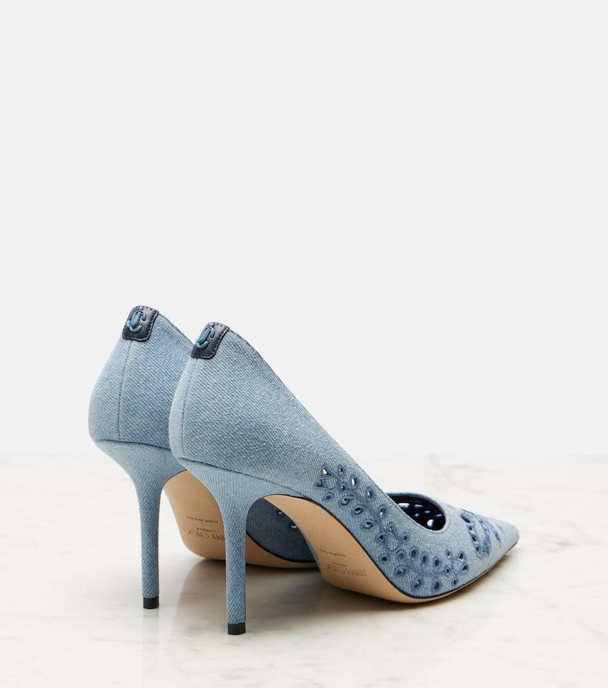 Jimmy Choo Love 85 Embroidered Denim Pumps in Blue | Lyst