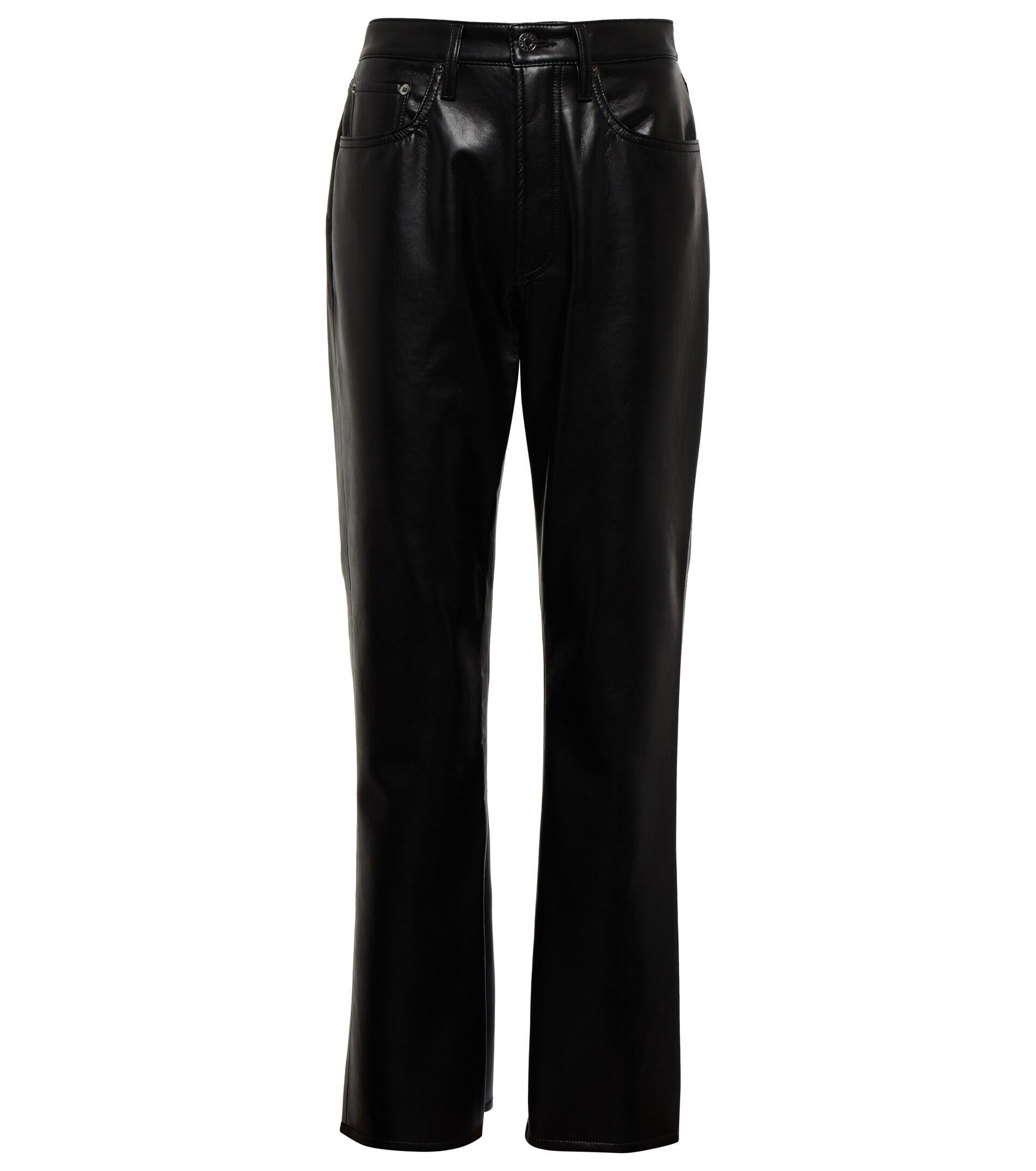 Agolde Mid-rise Bootcut Faux Leather Pants in Black | Lyst