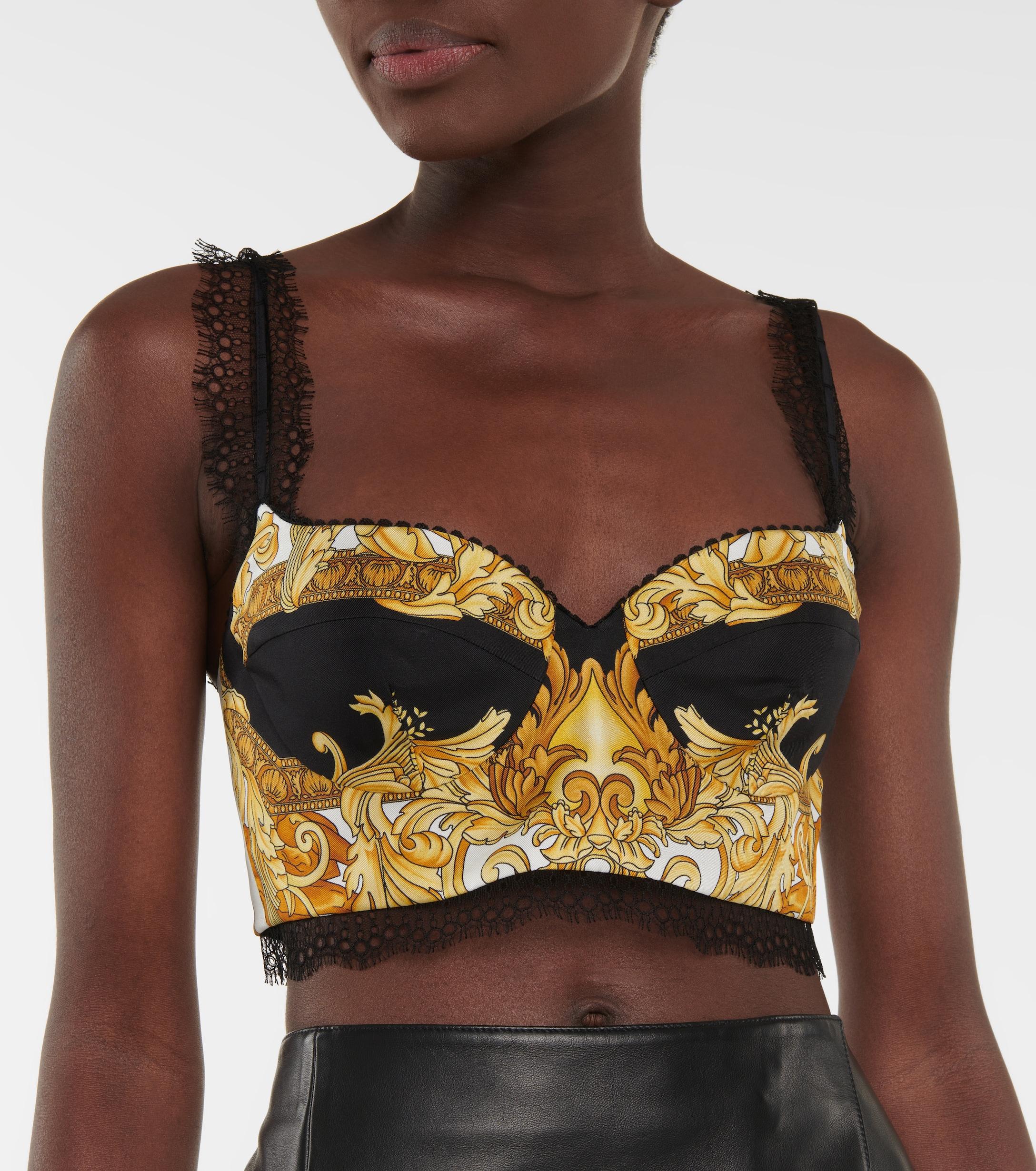 Versace Medusa Renaissance Silk Bralette in Black