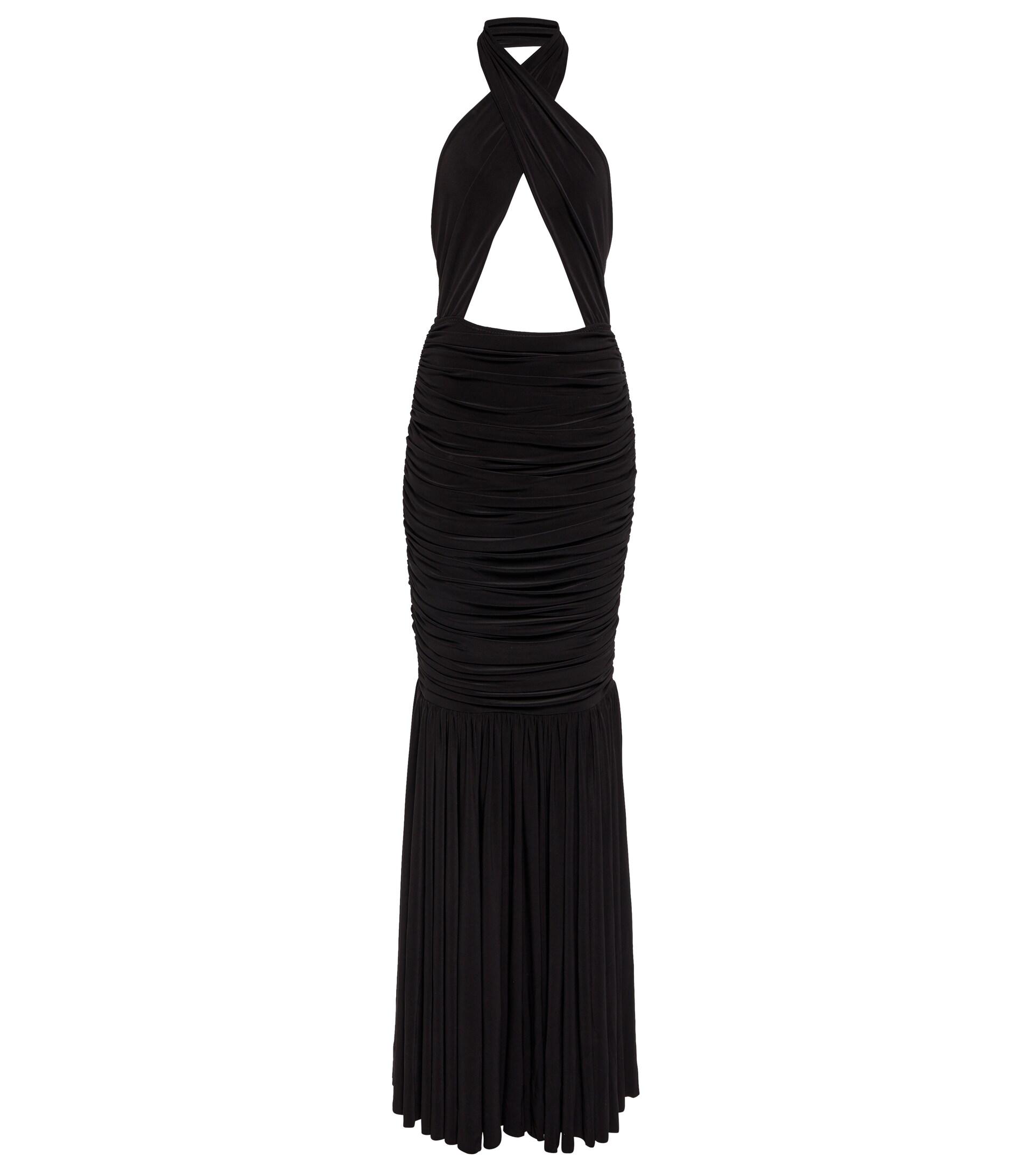 Norma Kamali Fishtail Halterneck Gown in Black | Lyst