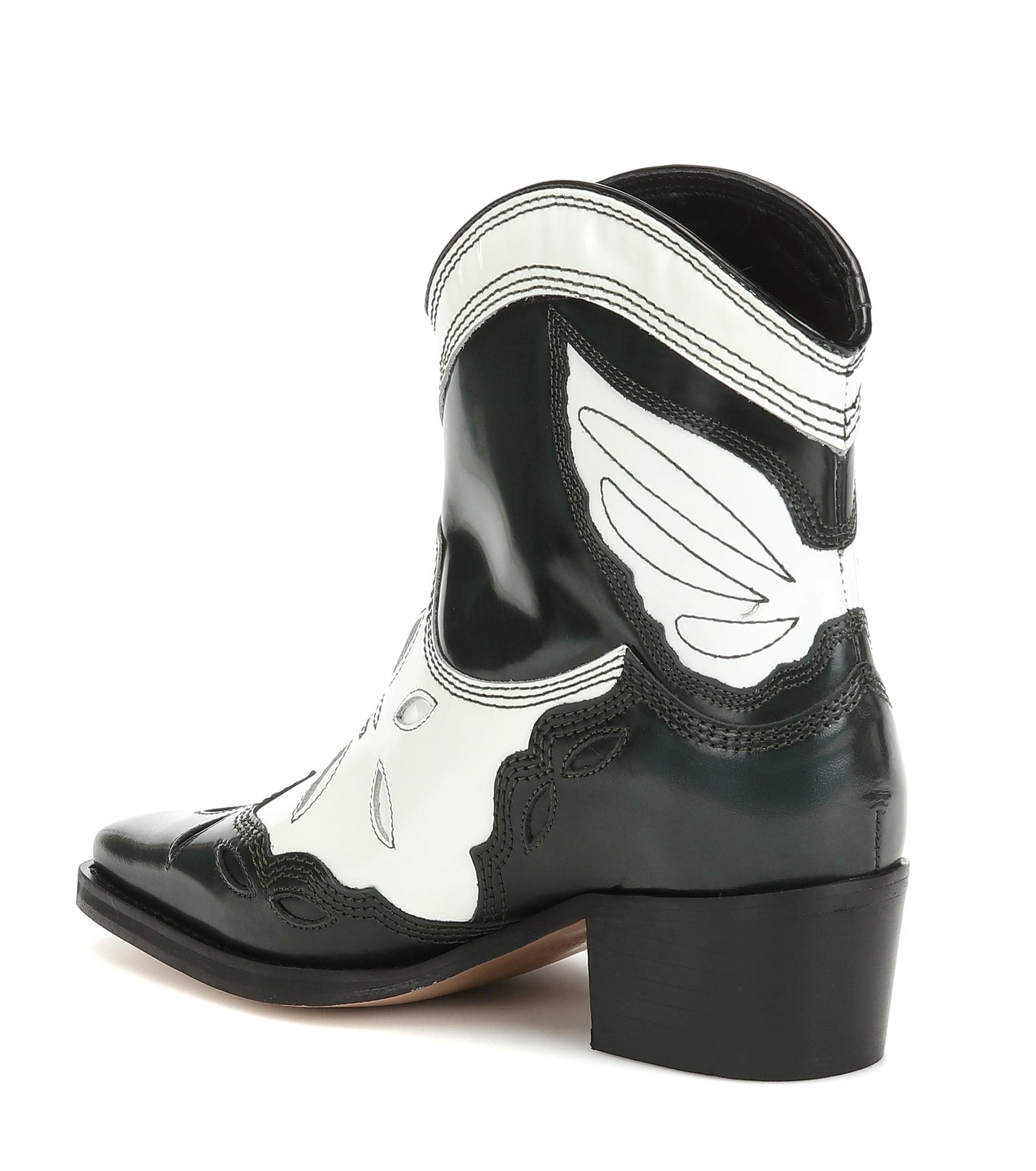 Ganni Low Texas Leather Cowboy Boots | Lyst