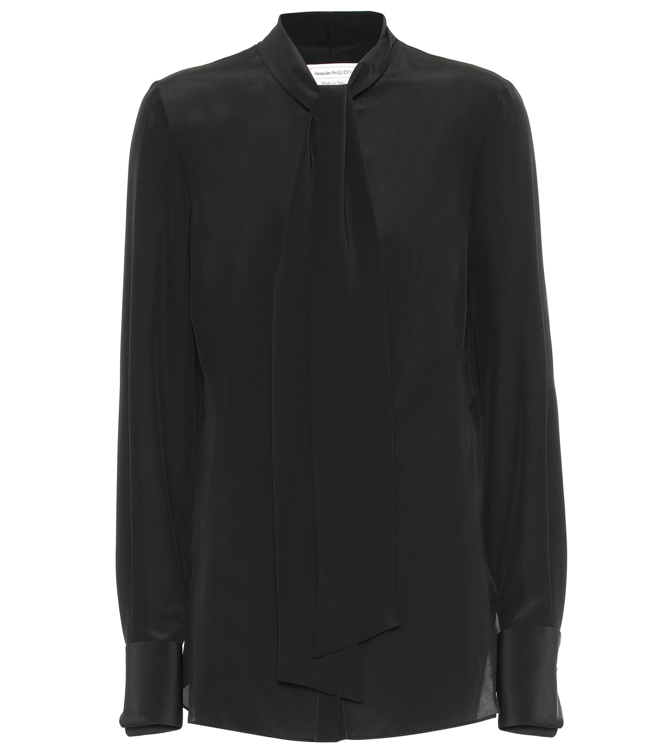 Alexander McQueen Silk Blouse in Black - Lyst