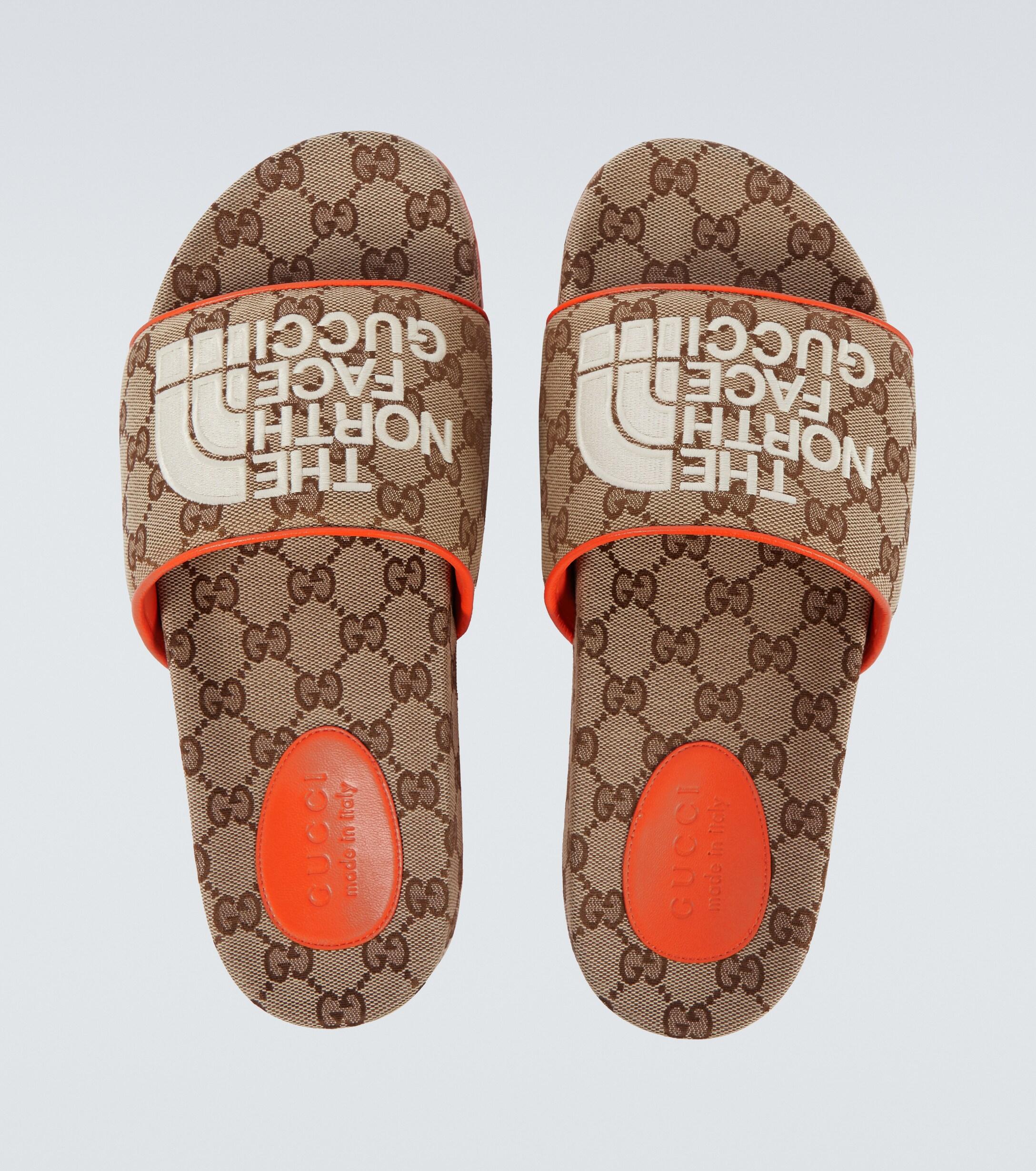 Gucci The North Face X Canvas Slides in Beige (Natural) for Men - Lyst