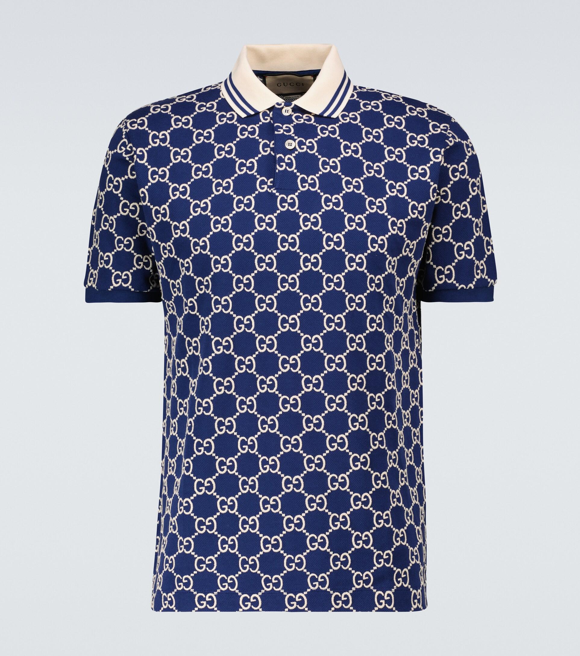 Gucci Embroidered GG Polo Shirt in Blue for Men | Lyst
