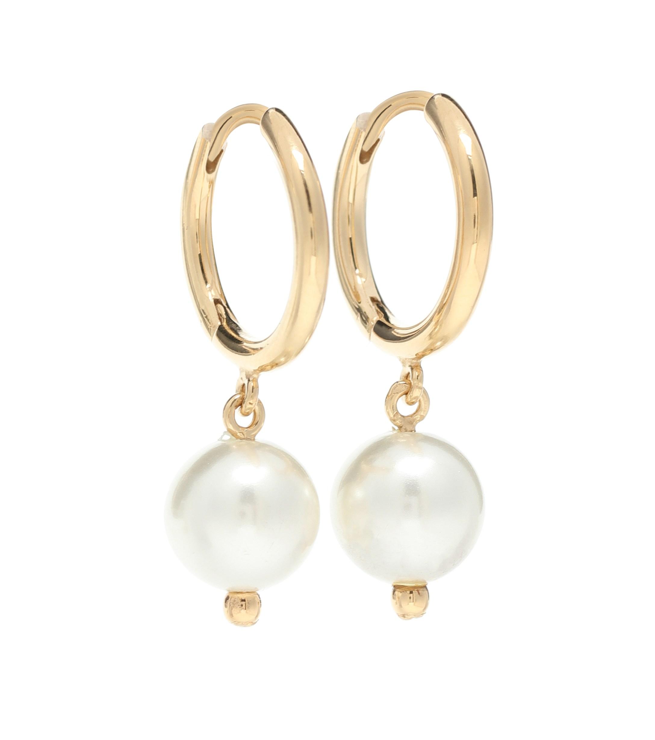 pearl drop hoop earrings