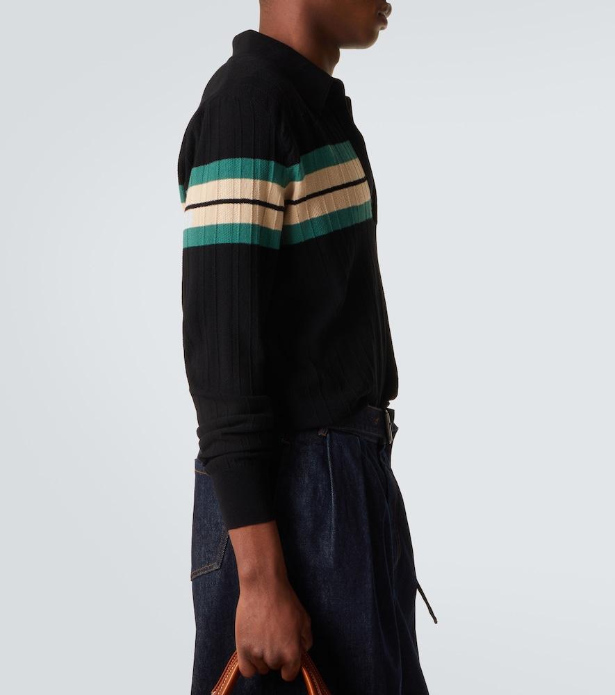 Dries Van Noten Striped Polo Sweater in Black for Men | Lyst