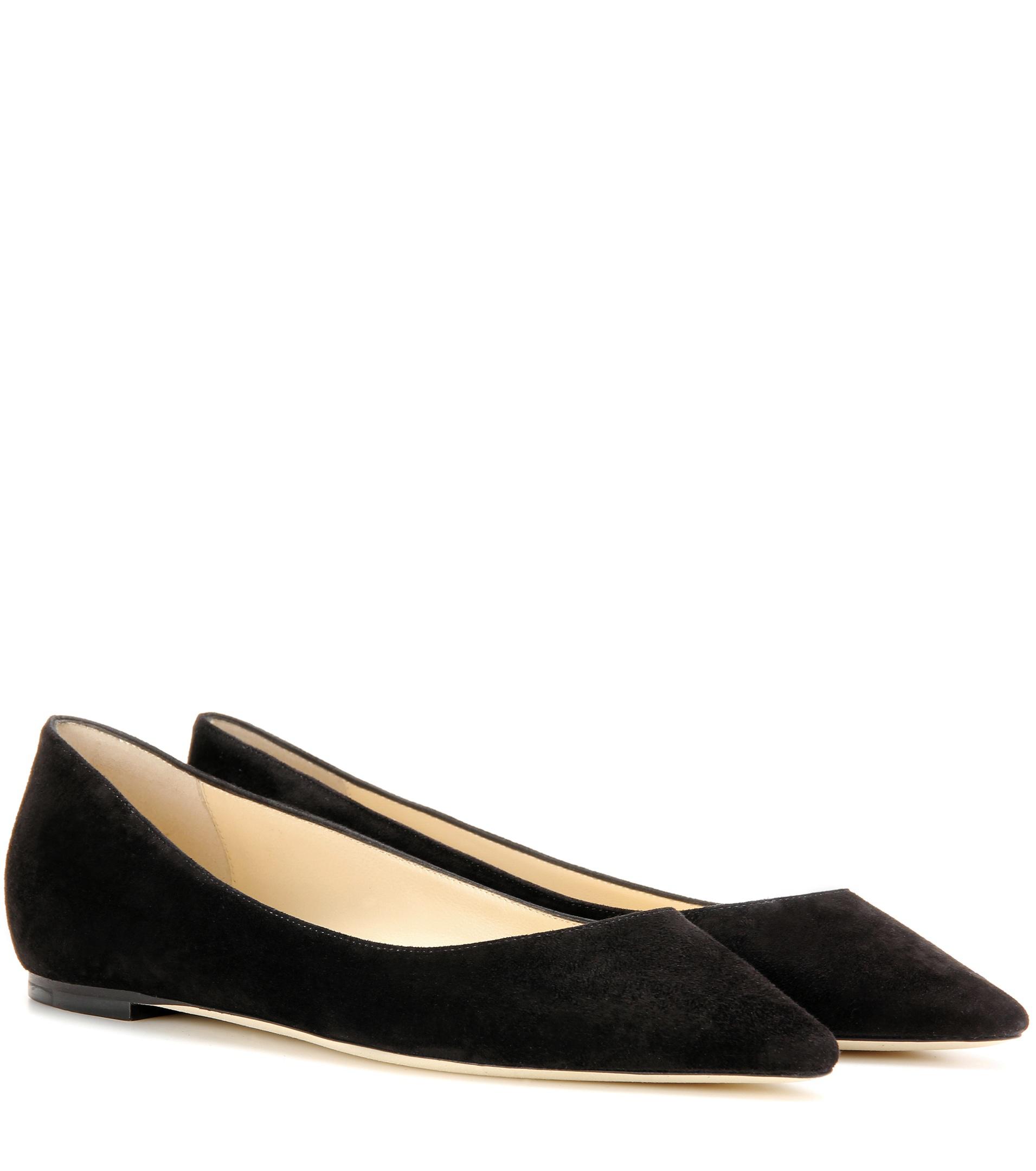 Jimmy Choo Suede Romy Flat in Black - Save 15% - Lyst