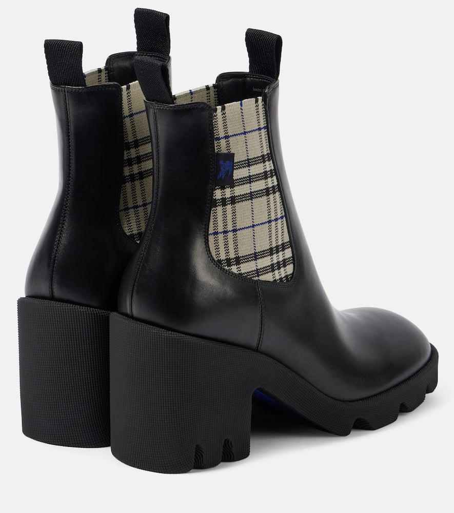 Burberry Check Leather Chelsea Boots in Black Lyst