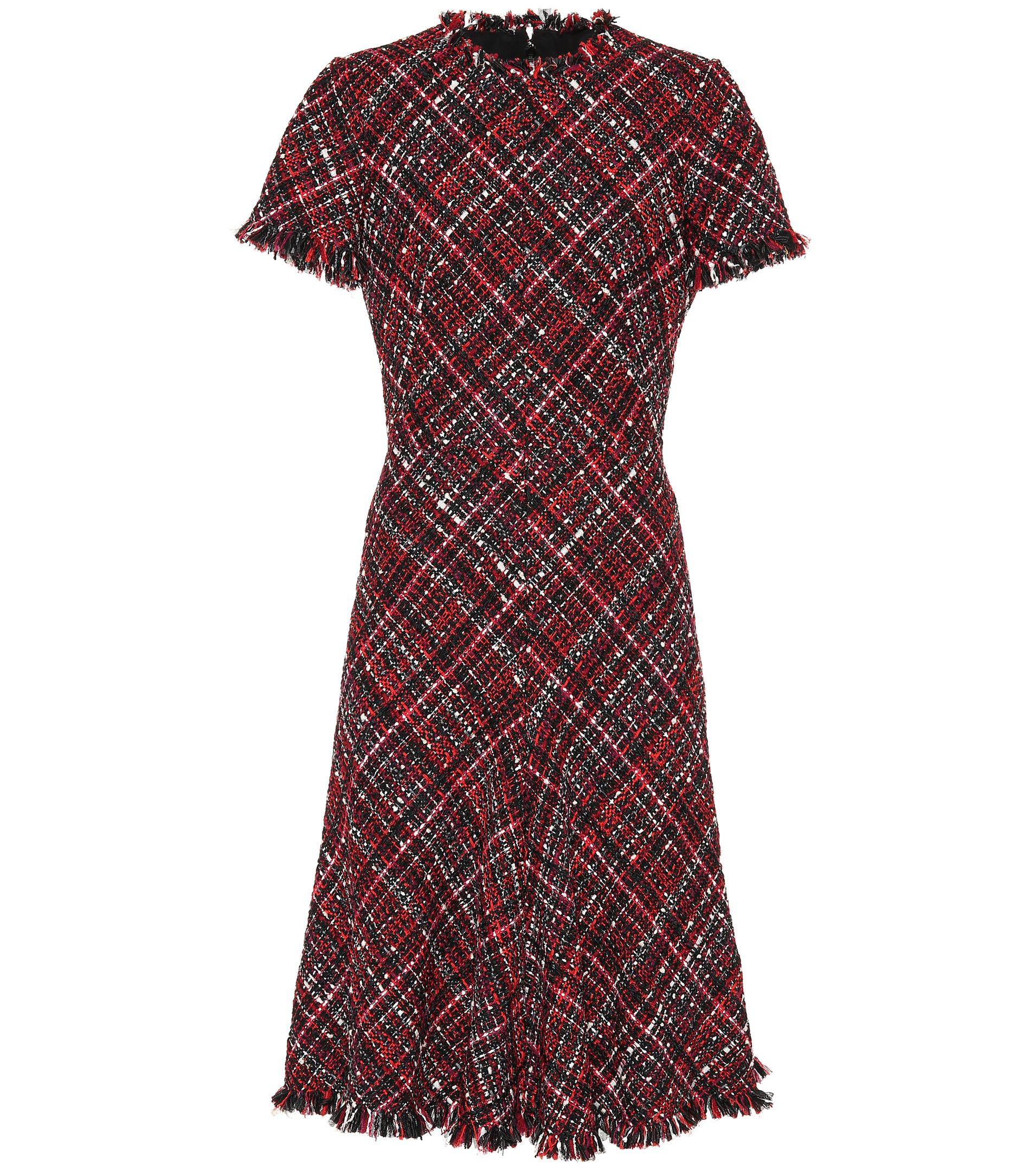 long sleeve plaid tweed dress