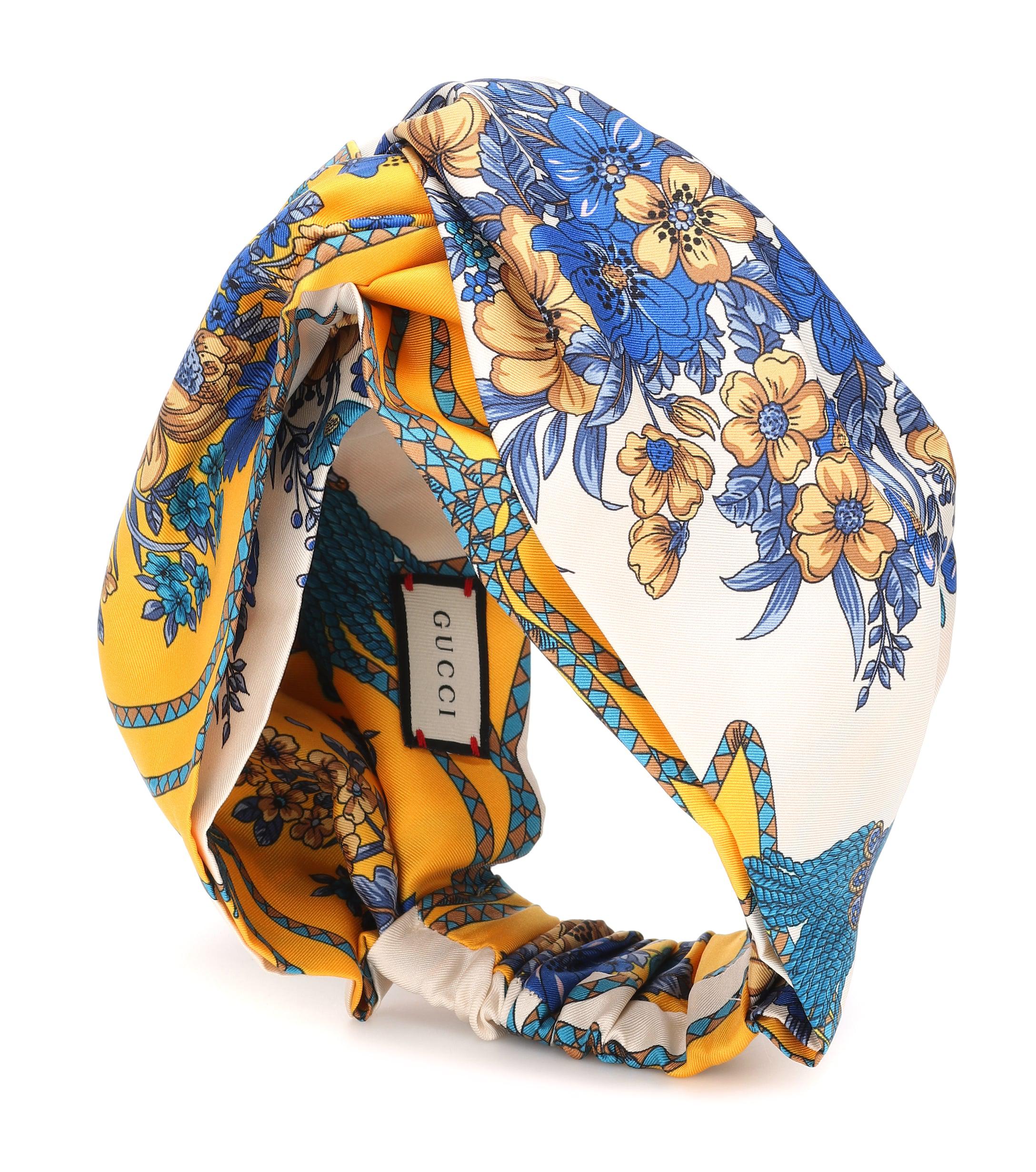 Gucci Printed Silk Headband in Ivory/ Yellow (Blue) | Lyst