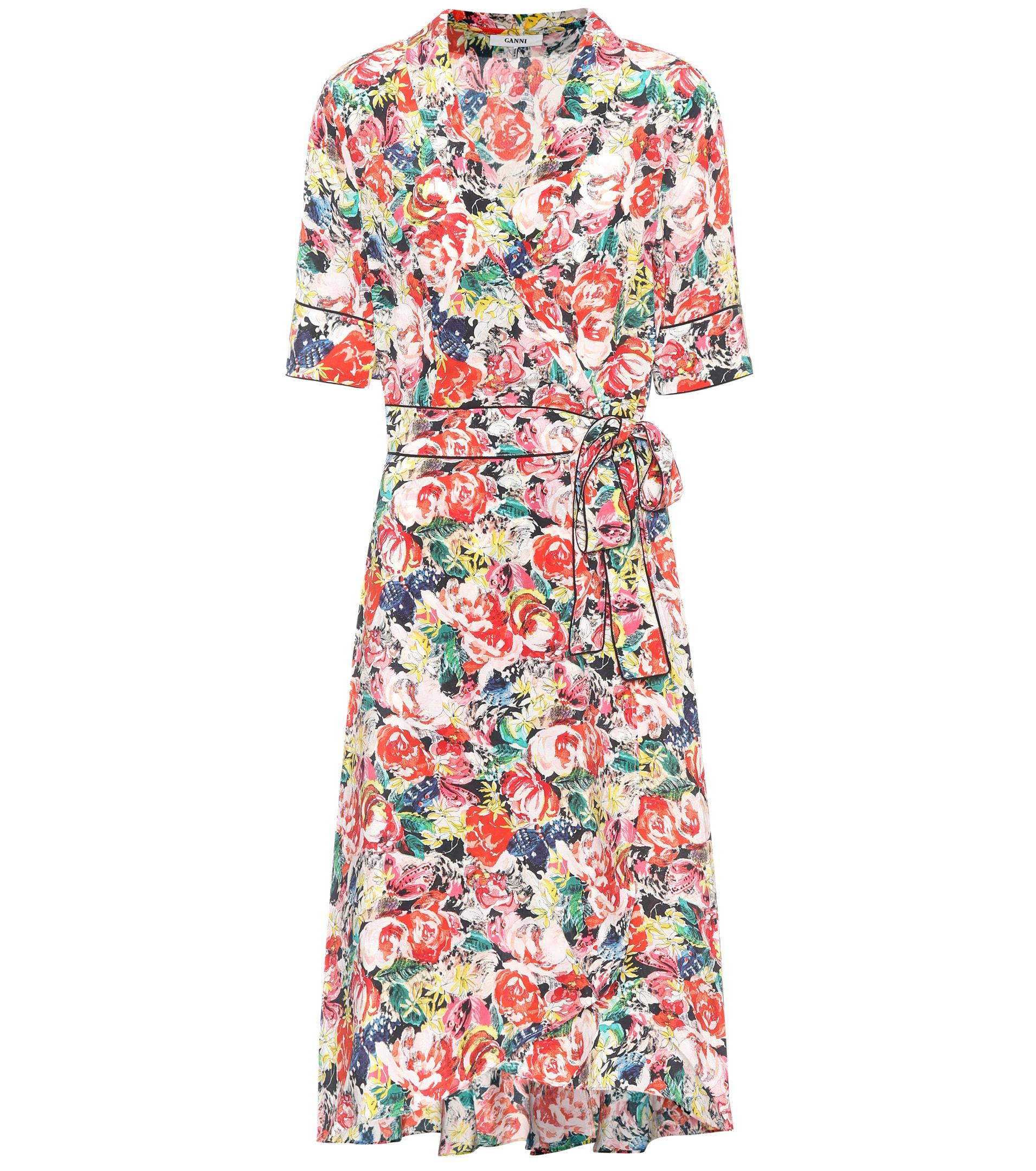 ganni maple silk dress