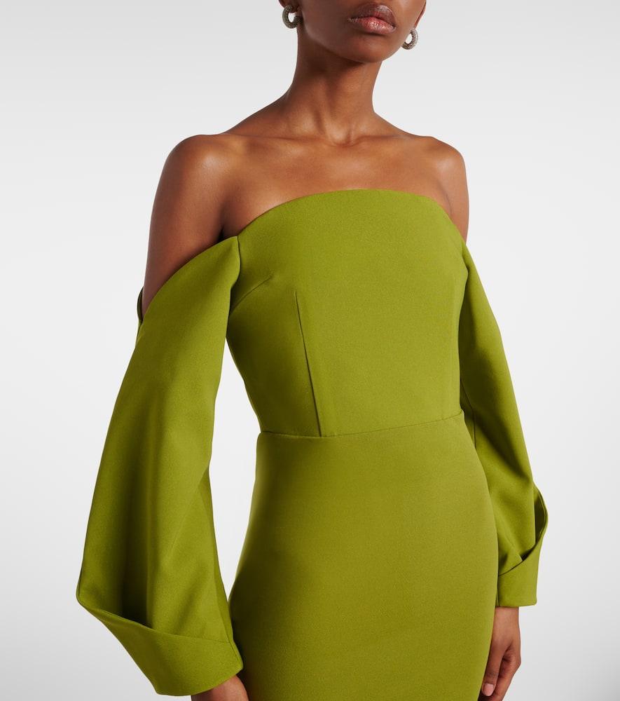 Solace London Lotta Off-Shoulder Crepe Gown in Green | Lyst Solace London Lotta Off-Shoulder Crepe Gown in Green | Lyst